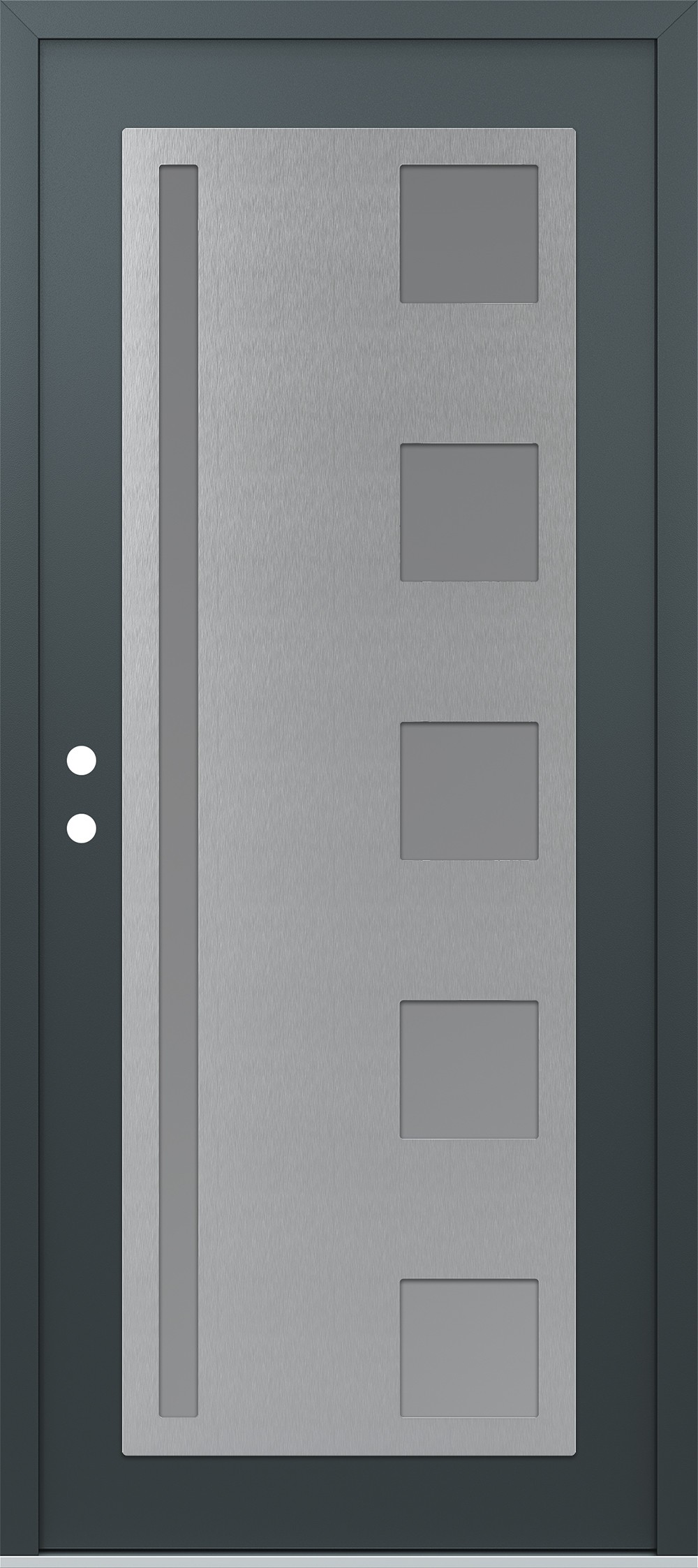 Modern Steel Front Door Diamond C3 36" x 80" anthracite/anthracite frosted Glass Panel stainless steel RHI