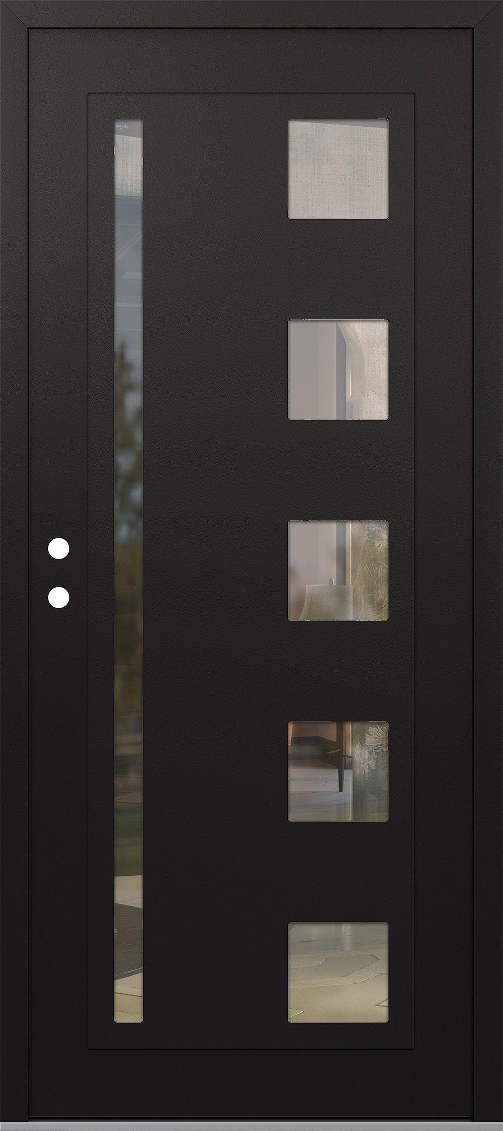 Modern Steel Front Door Diamond C3 36" x 80" black/black clear Glass Panel black RHI
