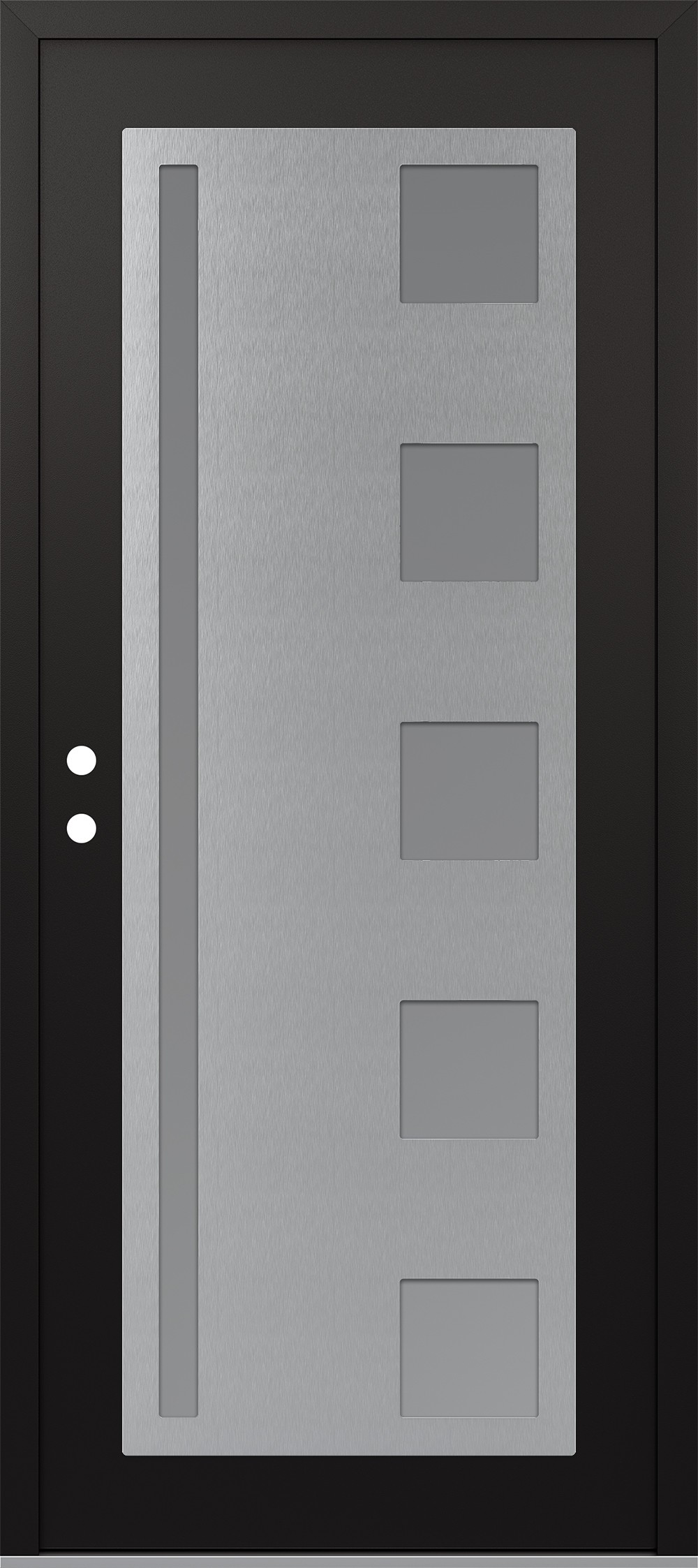 Modern Steel Front Door Diamond C3 36" x 80" black/white frosted Glass Panel stainless steel RHI