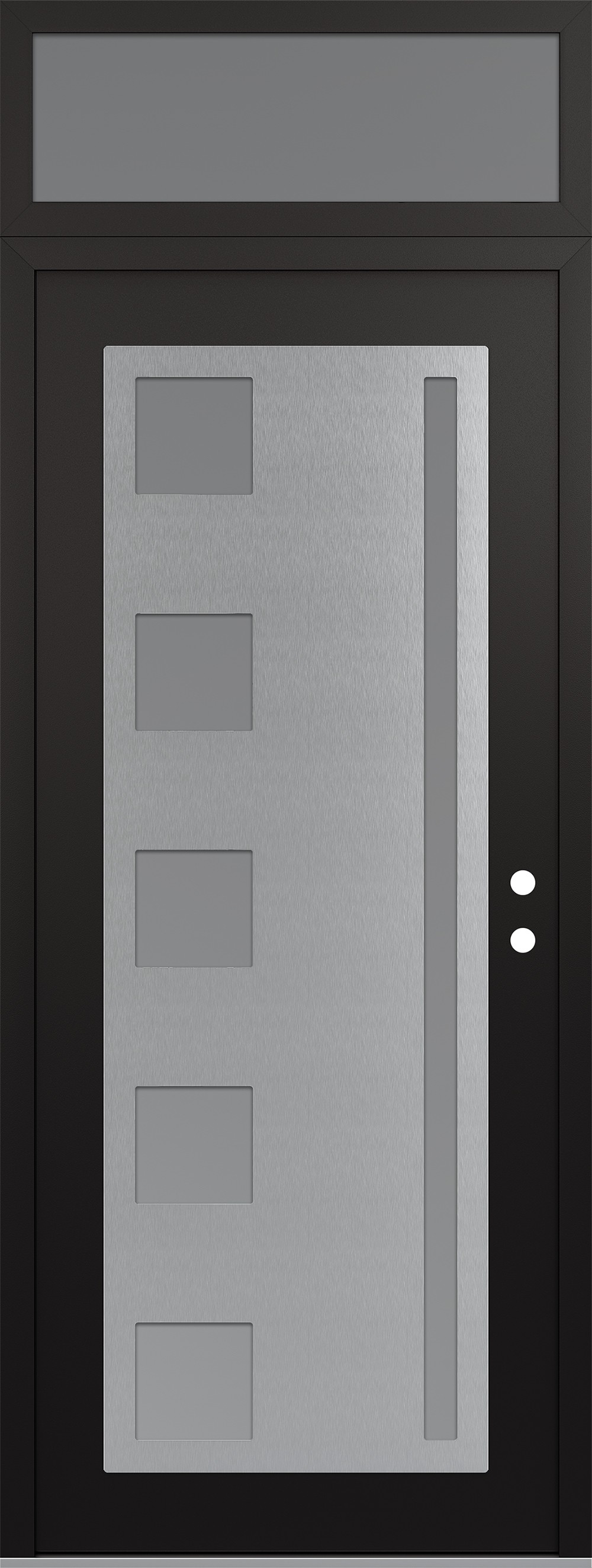 Modern Steel Front Door DIAMOND C3 36" X 96" BLACK/WHITE FROSTED GLASS PANEL STAINLESS STEEL LHI WITH TRANSOM FROSTED GLASS