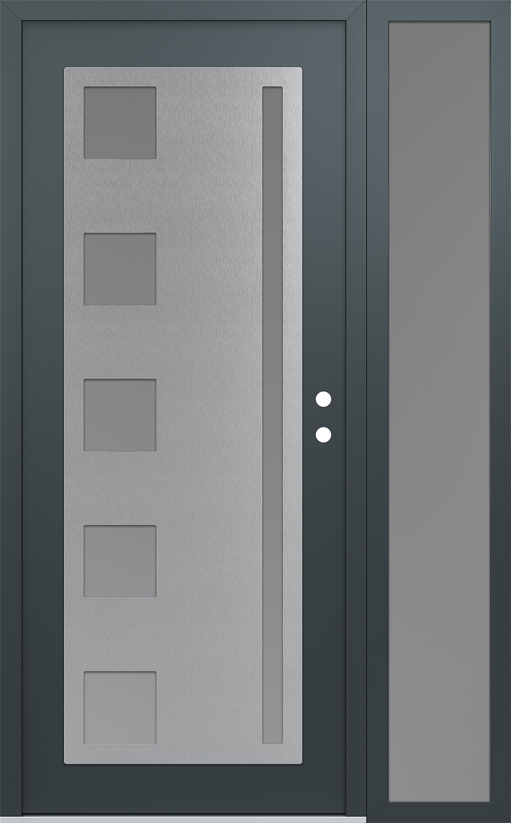 Modern Steel Front Door Diamond C3 48" x 80" anthracite/anthracite frosted Glass Panel stainless steel LHI with Sidelite frosted Glass
