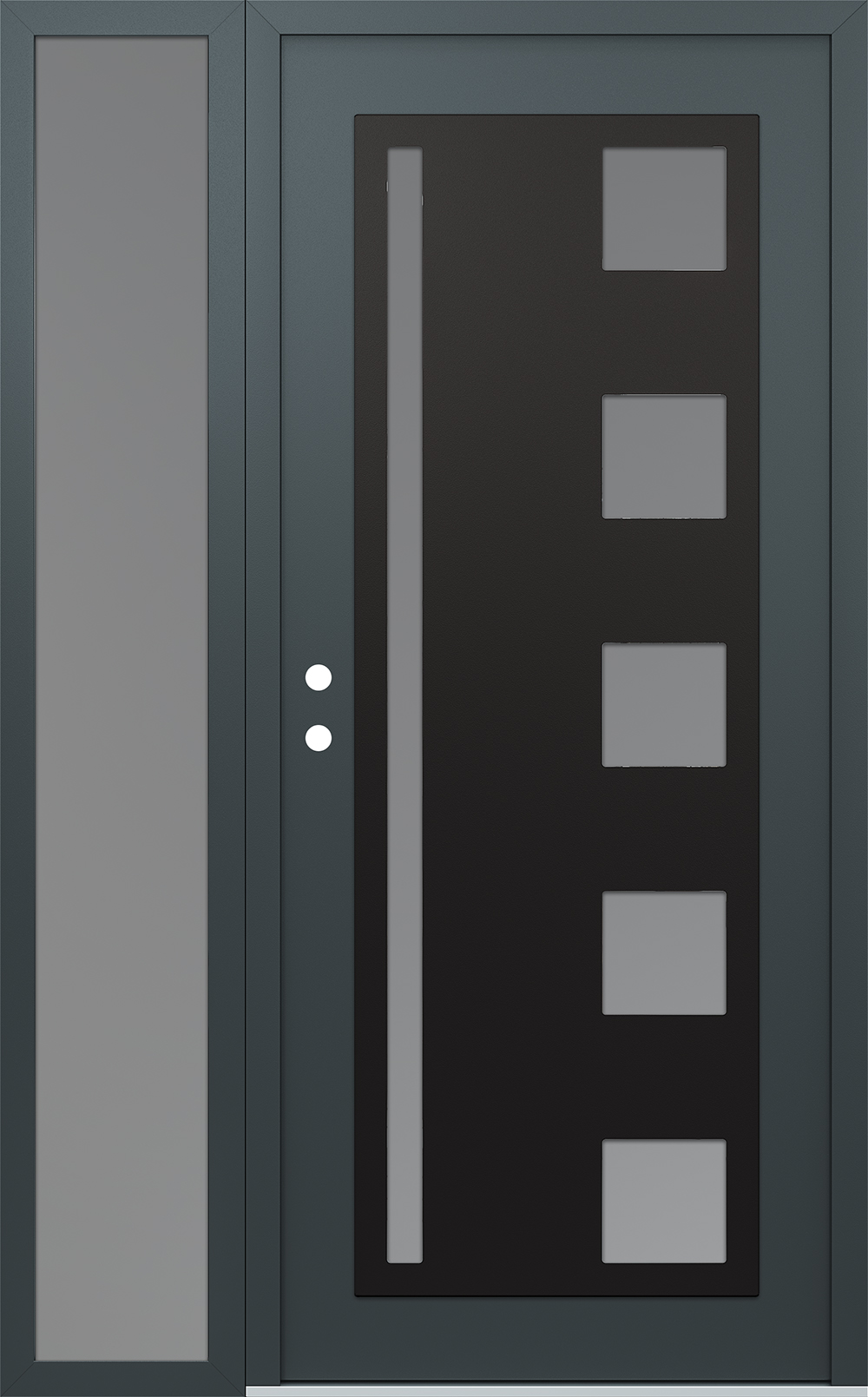 Modern Steel Front Door Diamond C3 50" x 80" anthracite/anthracite frosted Glass Panel black RHI with Sidelite frosted Glass