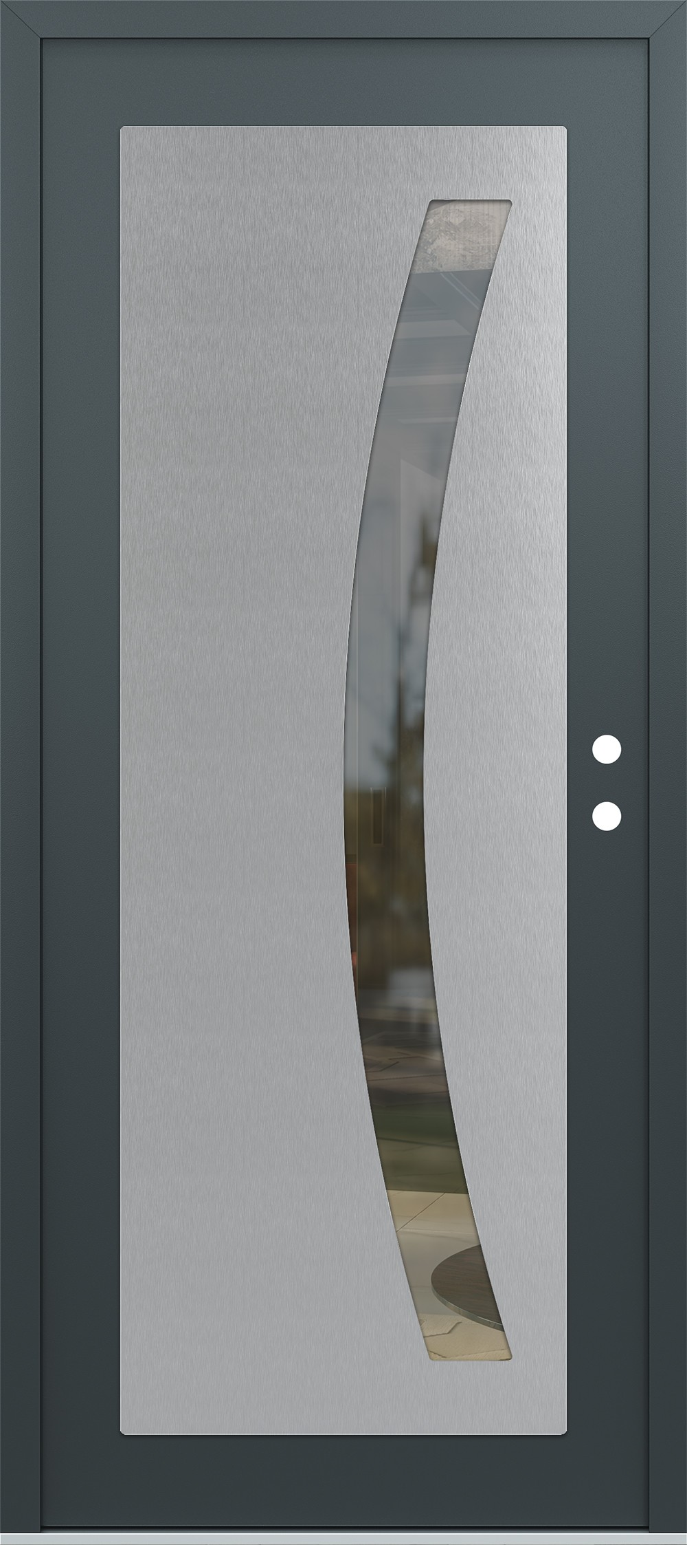 Modern Steel Front Door Diamond C4 36" x 80" anthracite/anthracite clear Glass Panel stainless steel LHI