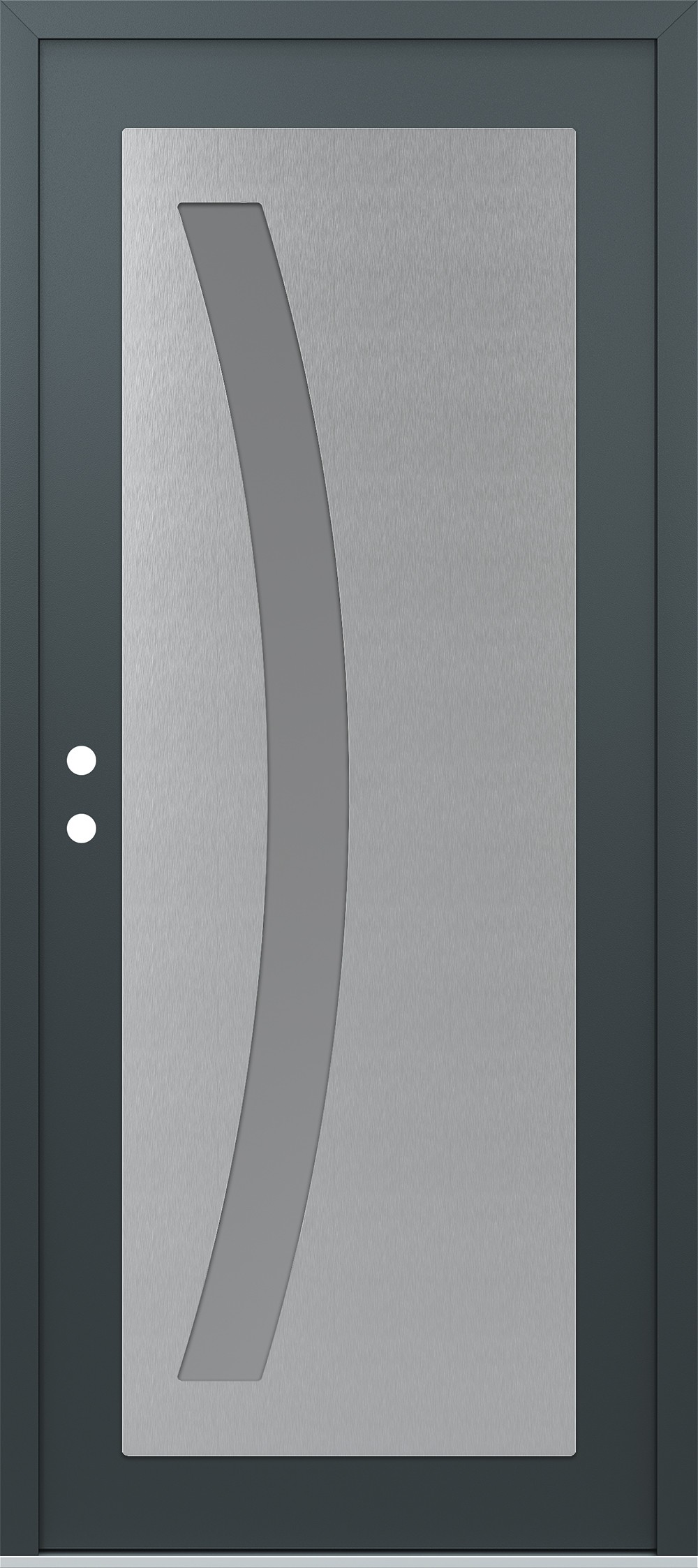 Modern Steel Front Door Diamond C4 36" x 80" anthracite/anthracite frosted Glass Panel stainless steel RHI