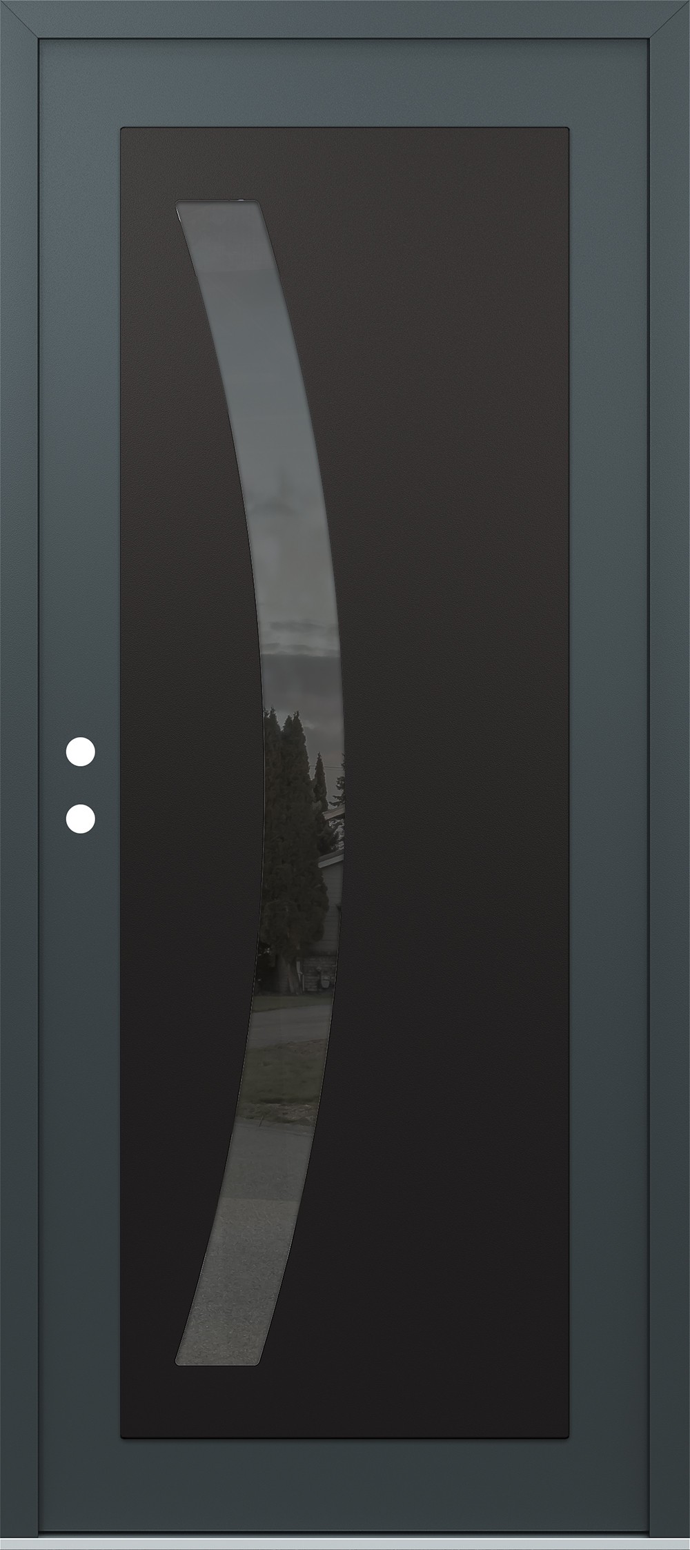 Modern Steel Front Door Diamond C4 36" x 80" anthracite/anthracite mirrored Glass Panel black RHI