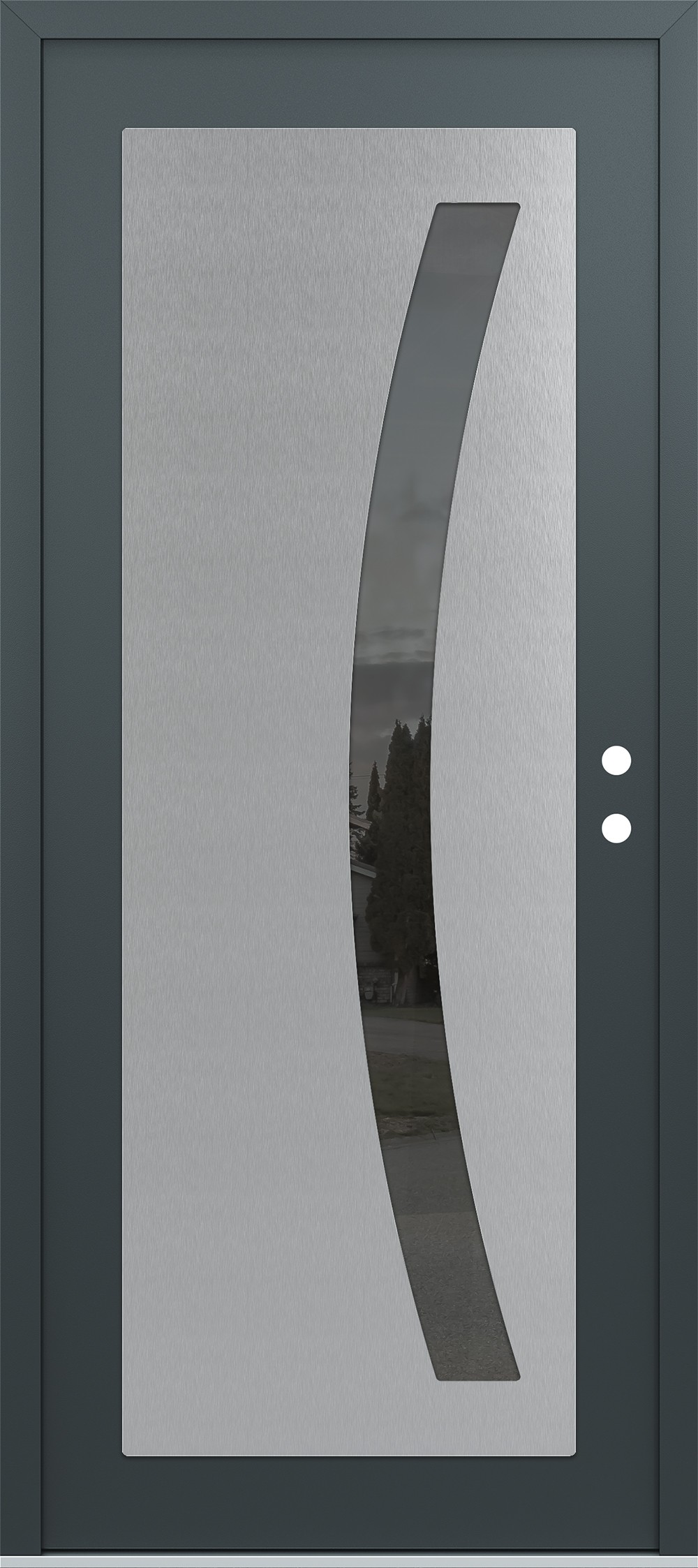Modern Steel Front Door Diamond C4 36" x 80" anthracite/anthracite mirrored Glass Panel stainless steel LHI