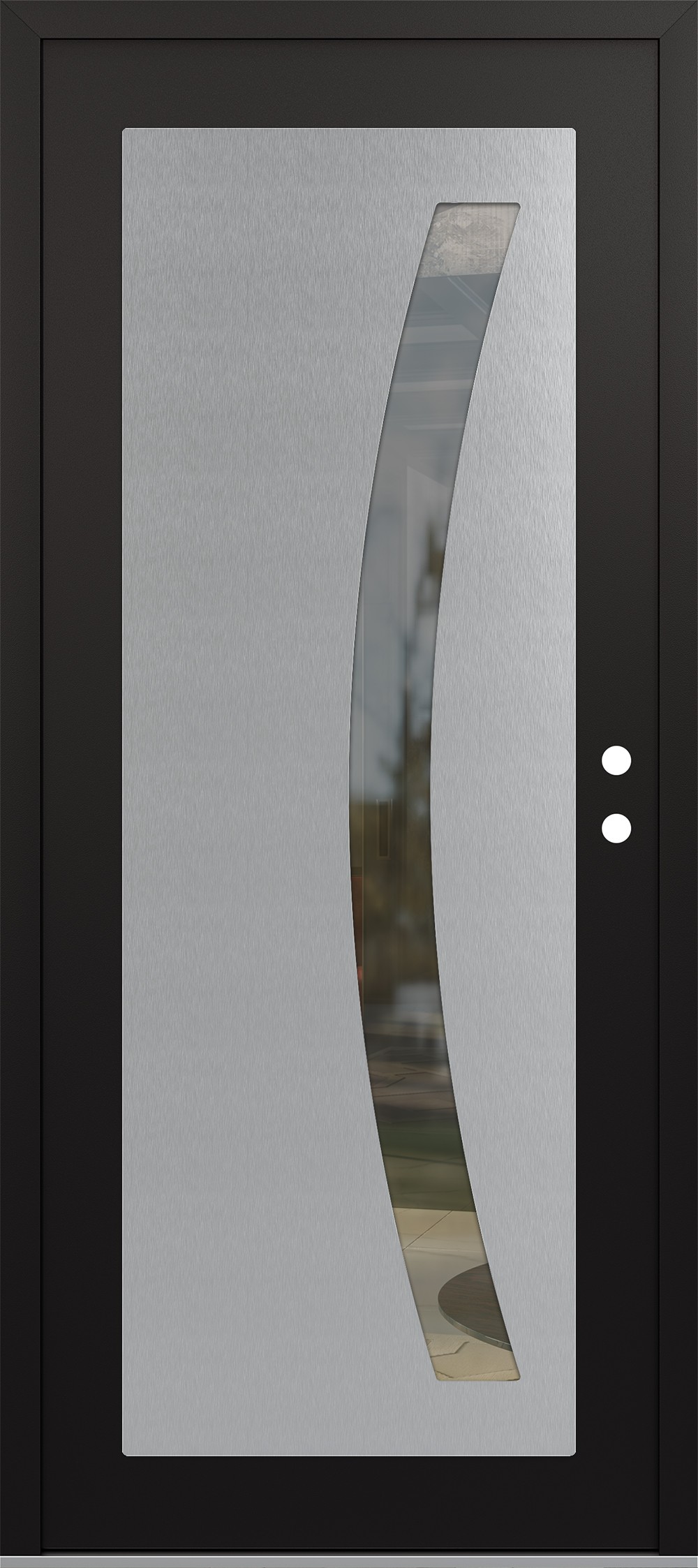 Modern Steel Front Door Diamond C4 36" x 80" black/black clear Glass Panel stainless steel LHI