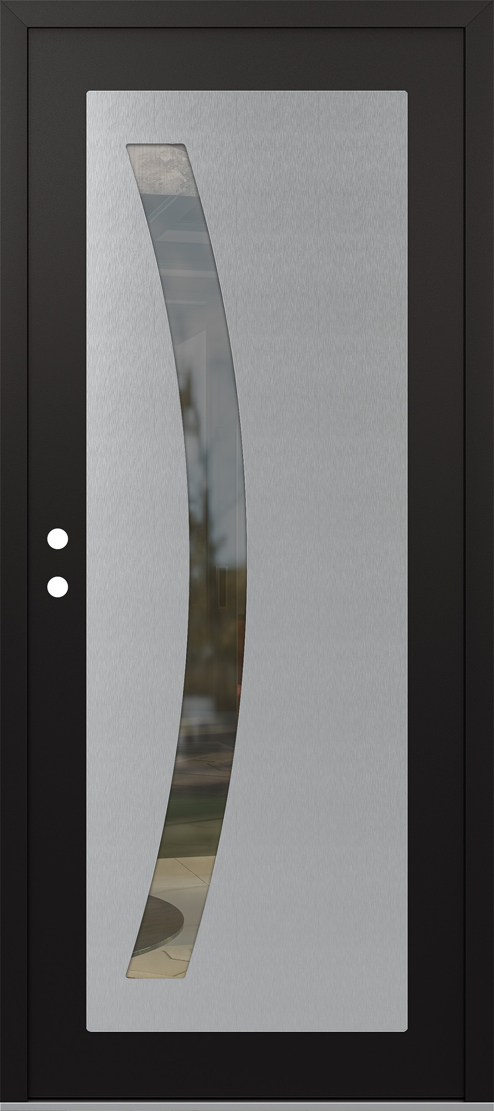 Modern Steel Front Door Diamond C4 36" x 80" black/black clear Glass Panel stainless steel RHI