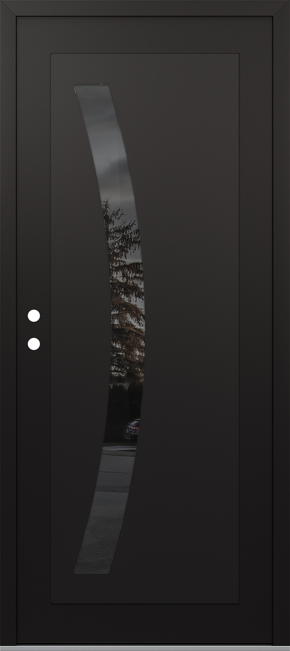 Modern Steel Front Door Diamond C4 36" x 80" black/black mirrored Glass Panel black RHI