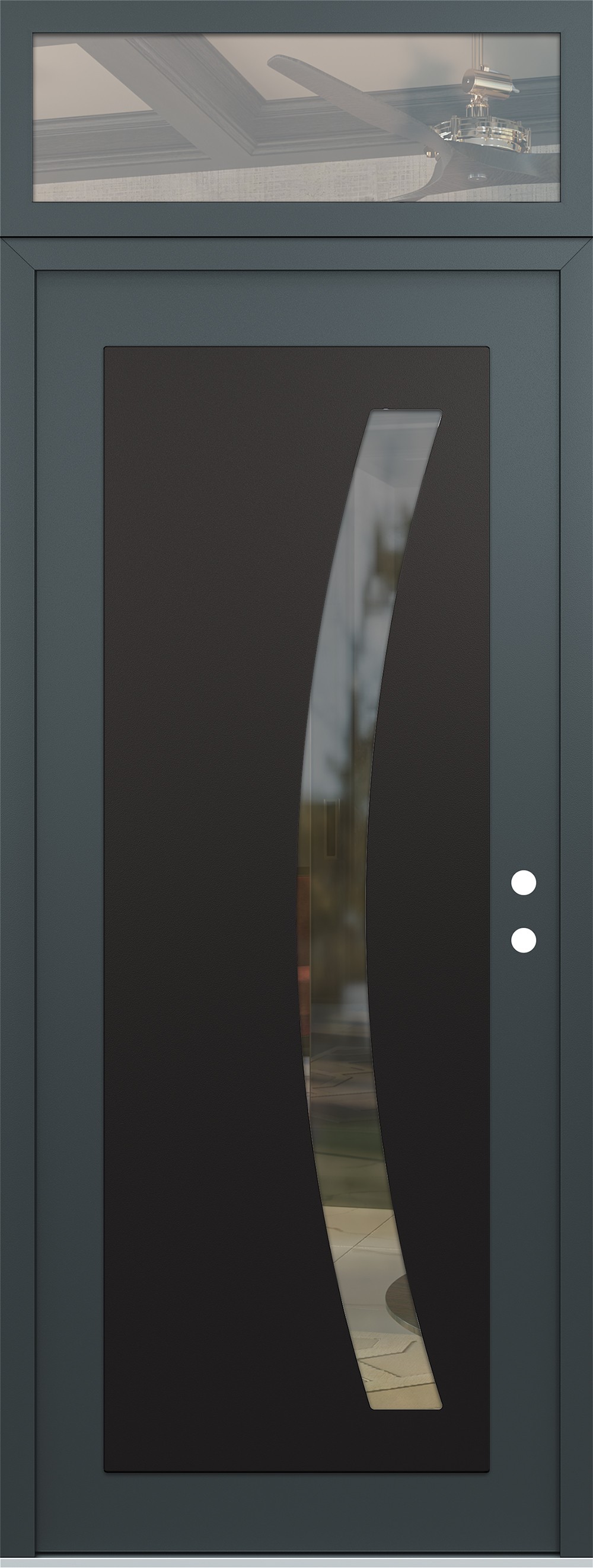 Modern Steel Front Door DIAMOND C4 36" X 96" ANTHRACITE/ANTHRACITE CLEAR GLASS PANEL BLACK LHI WITH TRANSOM CLEAR GLASS