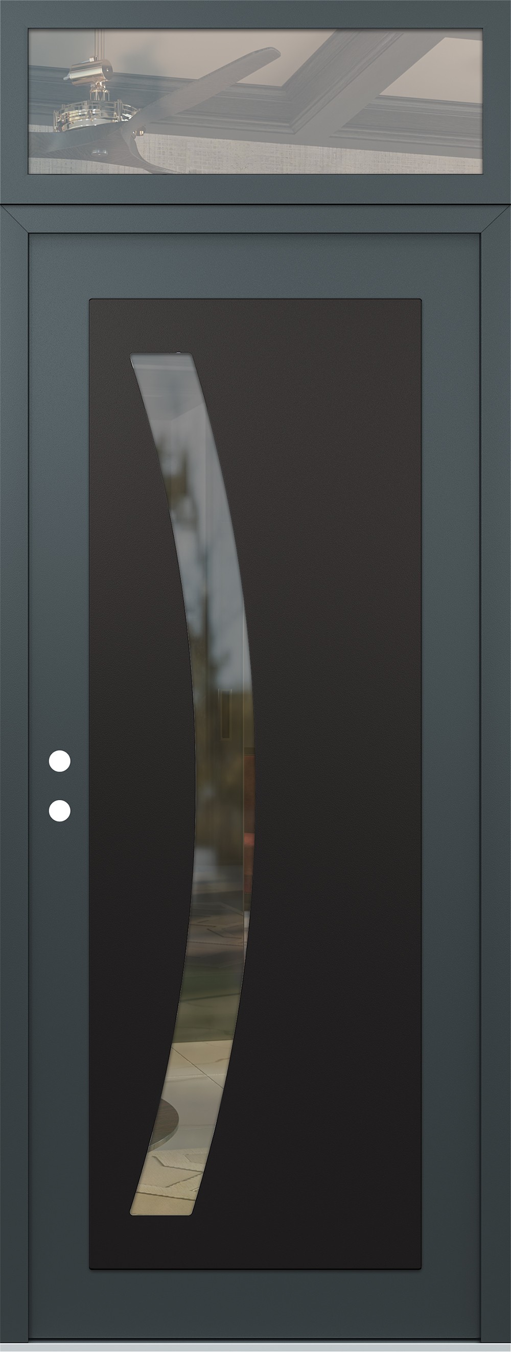 Modern Steel Front Door DIAMOND C4 36" X 96" ANTHRACITE/ANTHRACITE CLEAR GLASS PANEL BLACK RHI WITH TRANSOM CLEAR GLASS