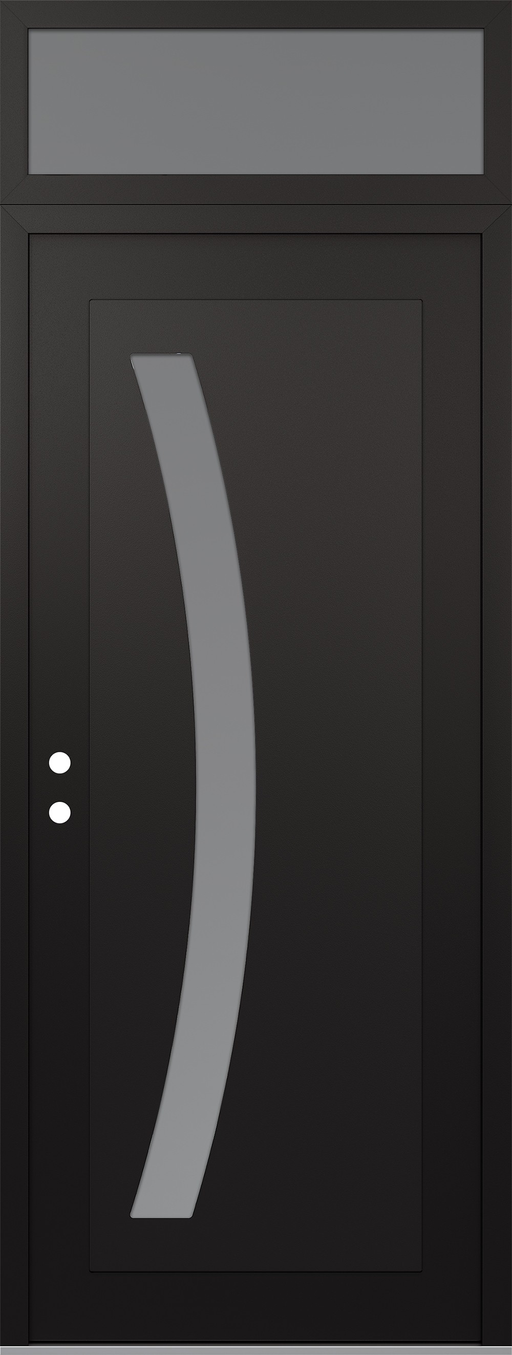Modern Steel Front Door DIAMOND C4 36" X 96" BLACK/WHITE FROSTED GLASS PANEL BLACK RHI WITH TRANSOM FROSTED GLASS