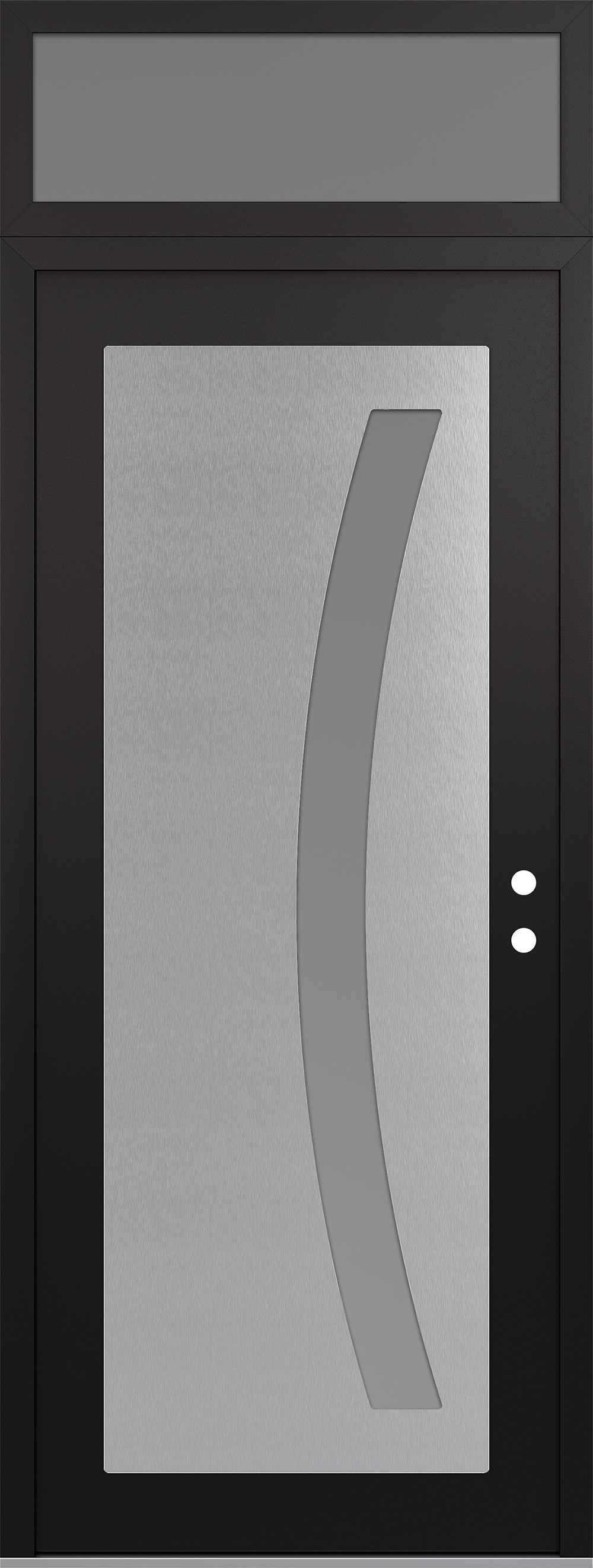 Modern Steel Front Door DIAMOND C4 36" X 96" BLACK/WHITE FROSTED GLASS PANEL STAINLESS STEEL LHI WITH TRANSOM FROSTED GLASS