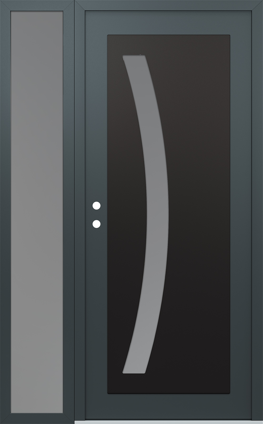 Modern Steel Front Door Diamond C4 48" x 80" anthracite/anthracite frosted Glass Panel black RHI with Sidelite frosted Glass