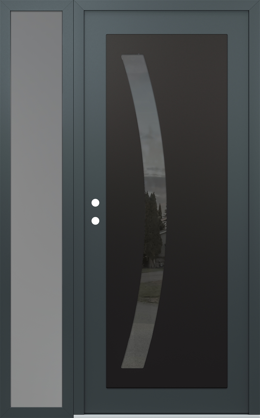 Modern Steel Front Door Diamond C4 48" x 80" anthracite/anthracite mirrored Glass Panel black RHI with Sidelite frosted Glass