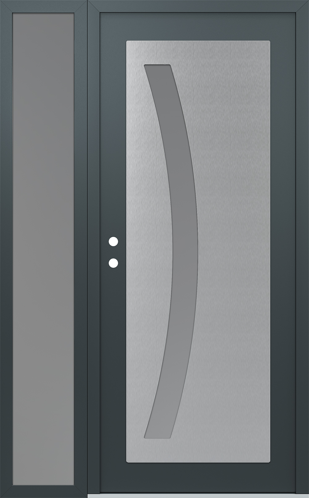 Modern Steel Front Door Diamond C4 50" x 80" anthracite/anthracite frosted Glass Panel stainless steel RHI with Sidelite frosted Glass