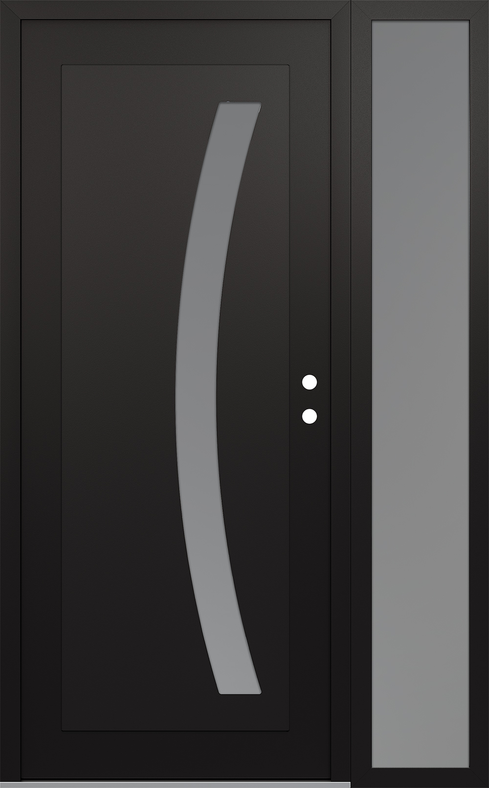 Modern Steel Front Door Diamond C4 52" x 80" black/white frosted Glass Panel black LHI with Sidelite frosted Glass