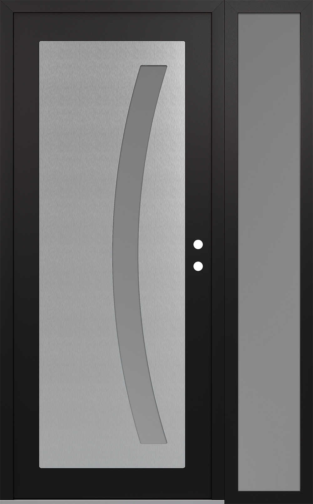 Modern Steel Front Door Diamond C4 52" x 80" black/white frosted Glass Panel stainless steel LHI with Sidelite frosted Glass