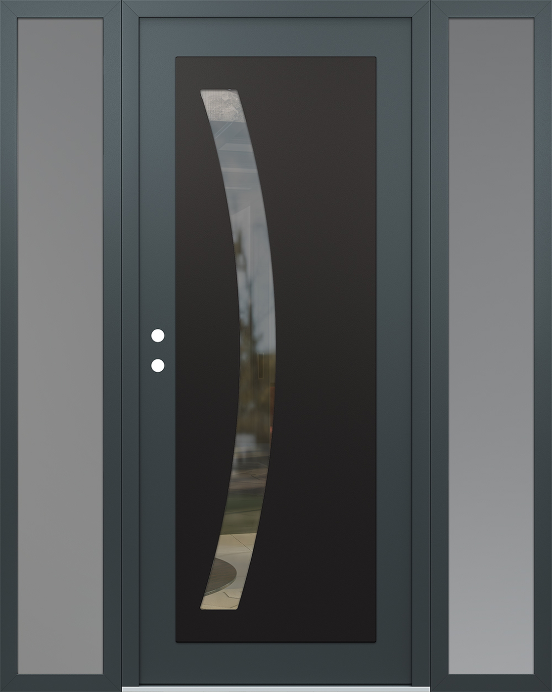 Modern Steel Front Door Diamond C4 64" x 80" anthracite/anthracite clear Glass Panel black RHI with 2 Sidelites frosted Glass