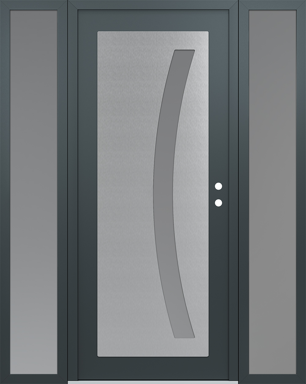 Modern Steel Front Door Diamond C4 64" x 80" anthracite/anthracite frosted Glass Panel stainless steel LHI with 2 Sidelites frosted Glass