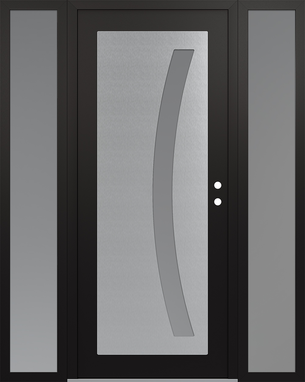 Modern Steel Front Door Diamond C4 68" x 80" black/white frosted Glass Panel stainless steel LHI with 2 Sidelites frosted Glass