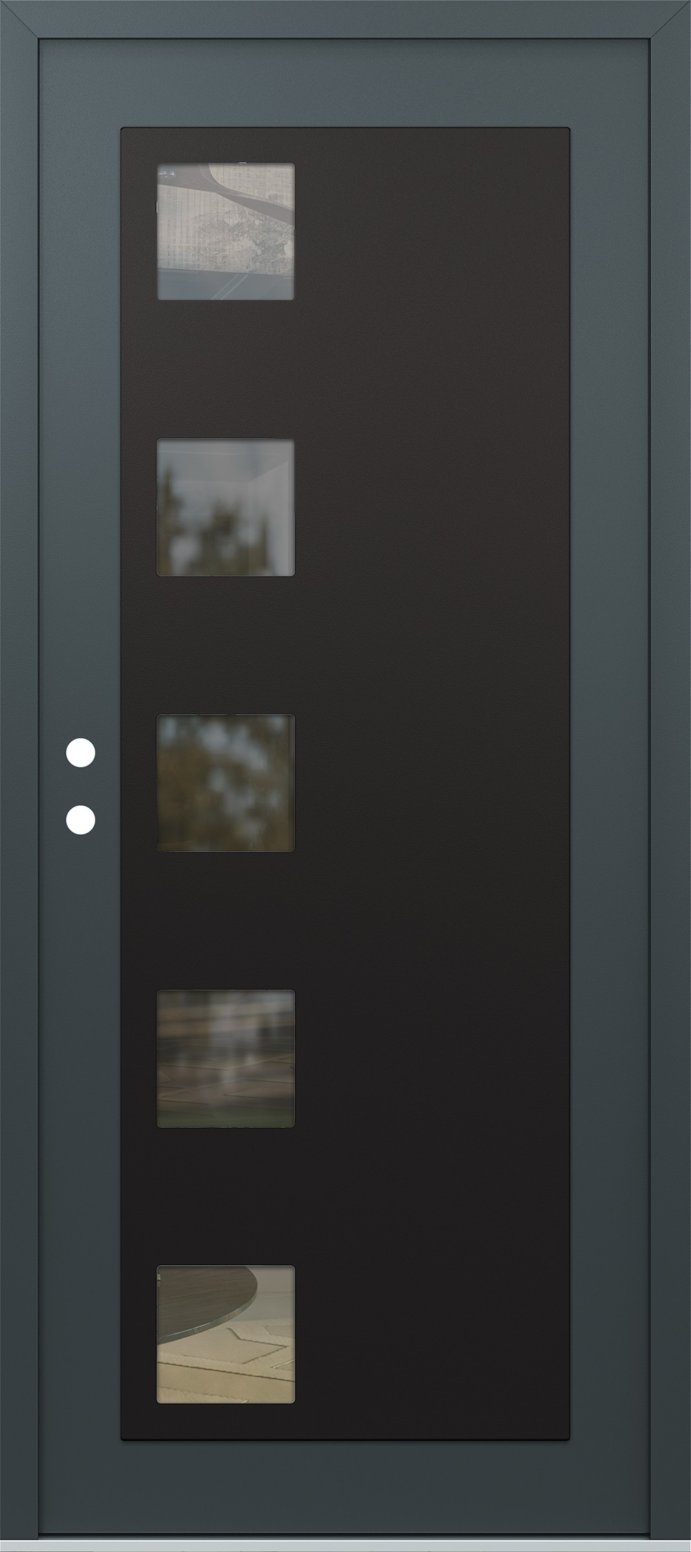 Modern Steel Front Door Diamond C5 36" x 80" anthracite/anthracite clear Glass Panel black RHI