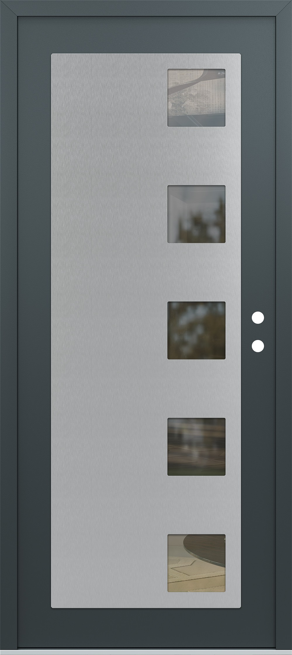 Modern Steel Front Door Diamond C5 36" x 80" anthracite/anthracite clear Glass Panel stainless steel LHI