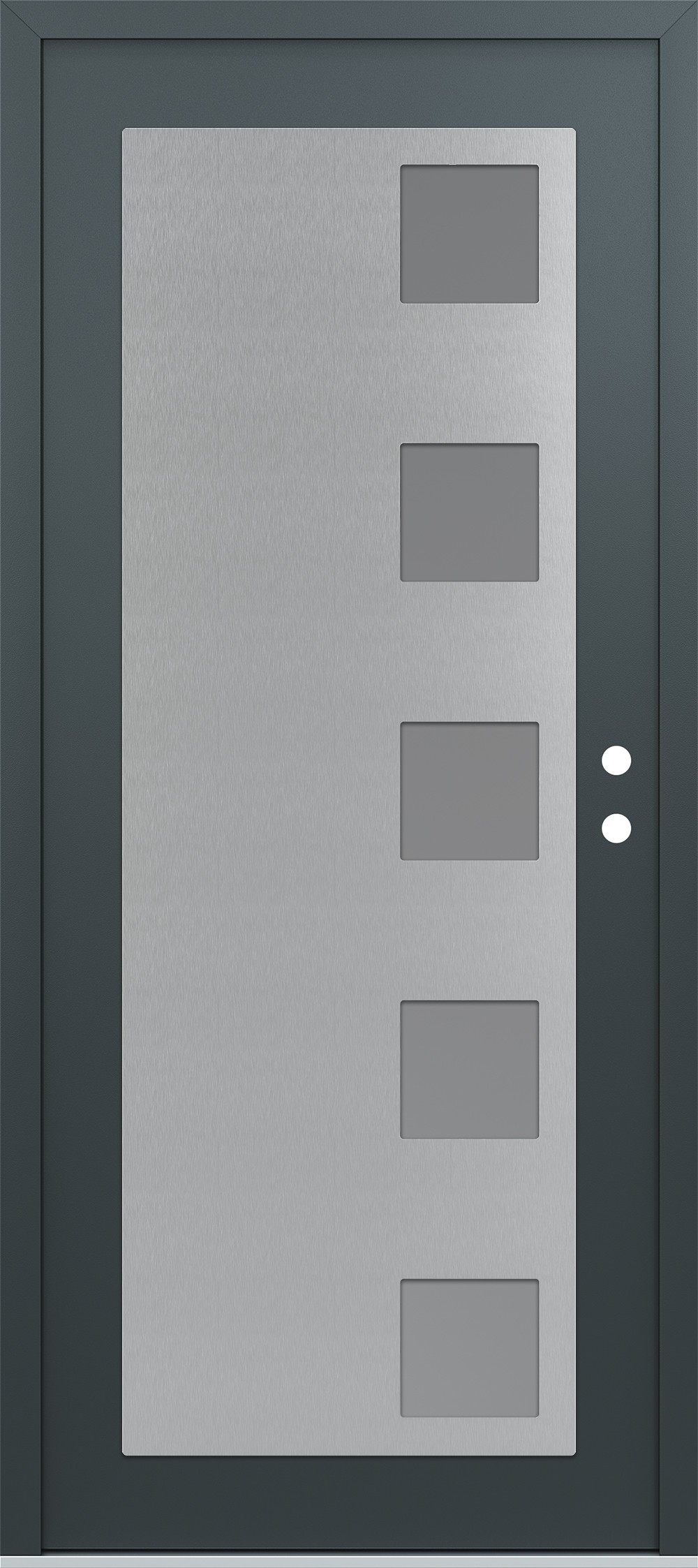 Modern Steel Front Door Diamond C5 36" x 80" anthracite/anthracite frosted Glass Panel stainless steel LHI
