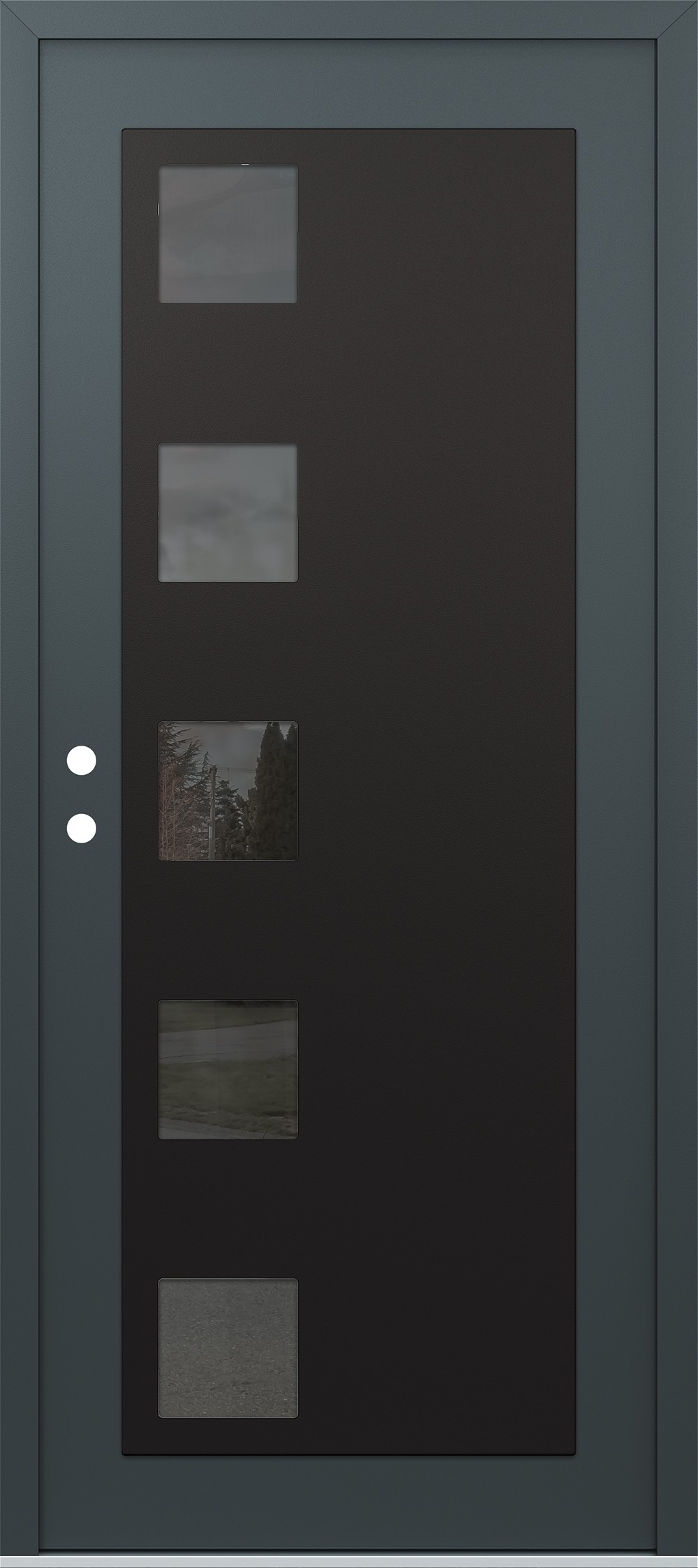 Modern Steel Front Door Diamond C5 36" x 80" anthracite/anthracite mirrored Glass Panel black RHI