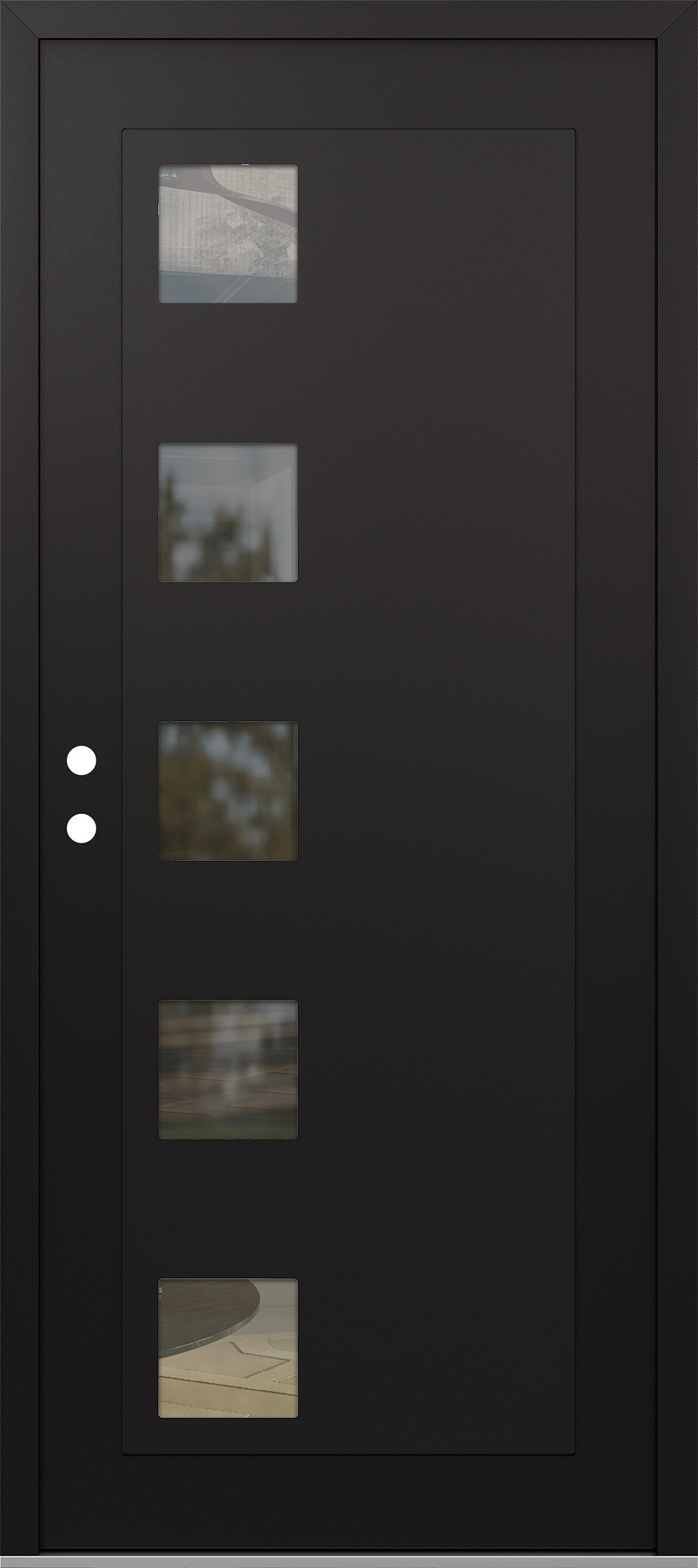 Modern Steel Front Door Diamond C5 36" x 80" black/black clear Glass Panel black RHI