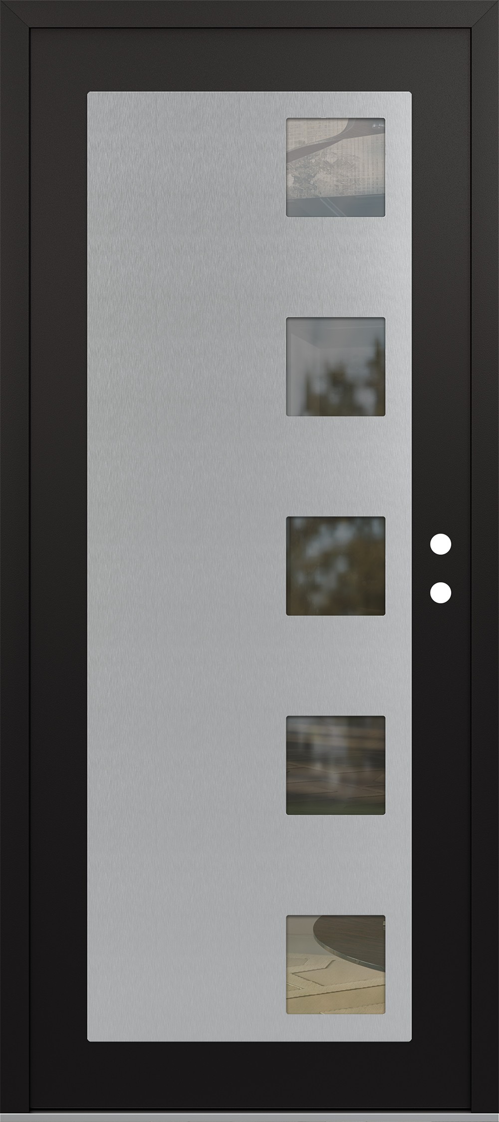 Modern Steel Front Door Diamond C5 36" x 80" black/black clear Glass Panel stainless steel LHI