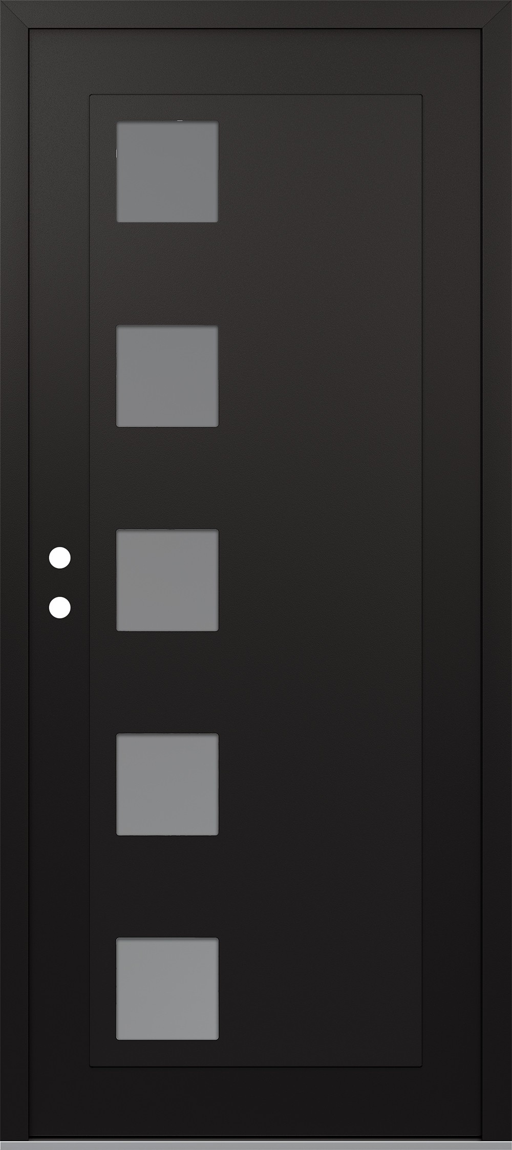 Modern Steel Front Door Diamond C5 36" x 80" black/white frosted Glass Panel black RHI