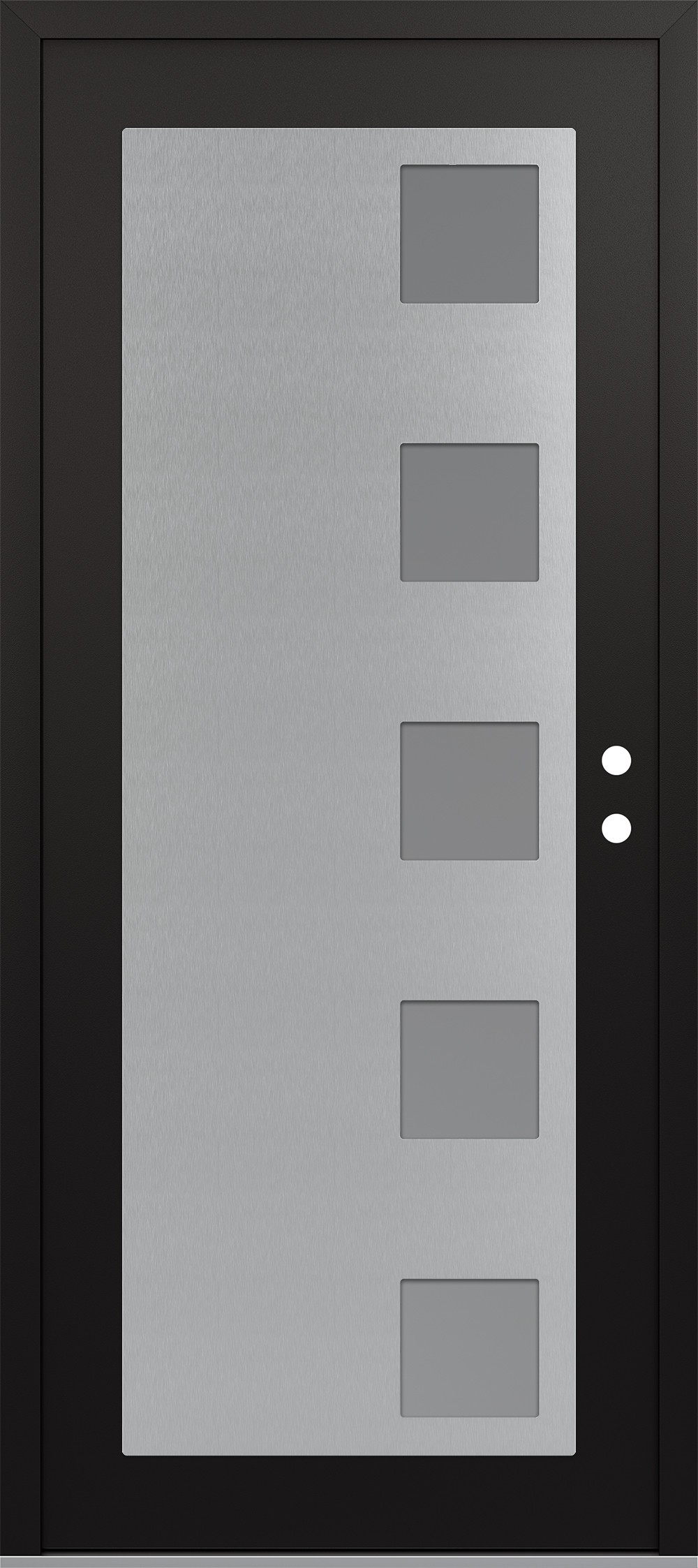 Modern Steel Front Door Diamond C5 36" x 80" black/white frosted Glass Panel stainless steel LHI