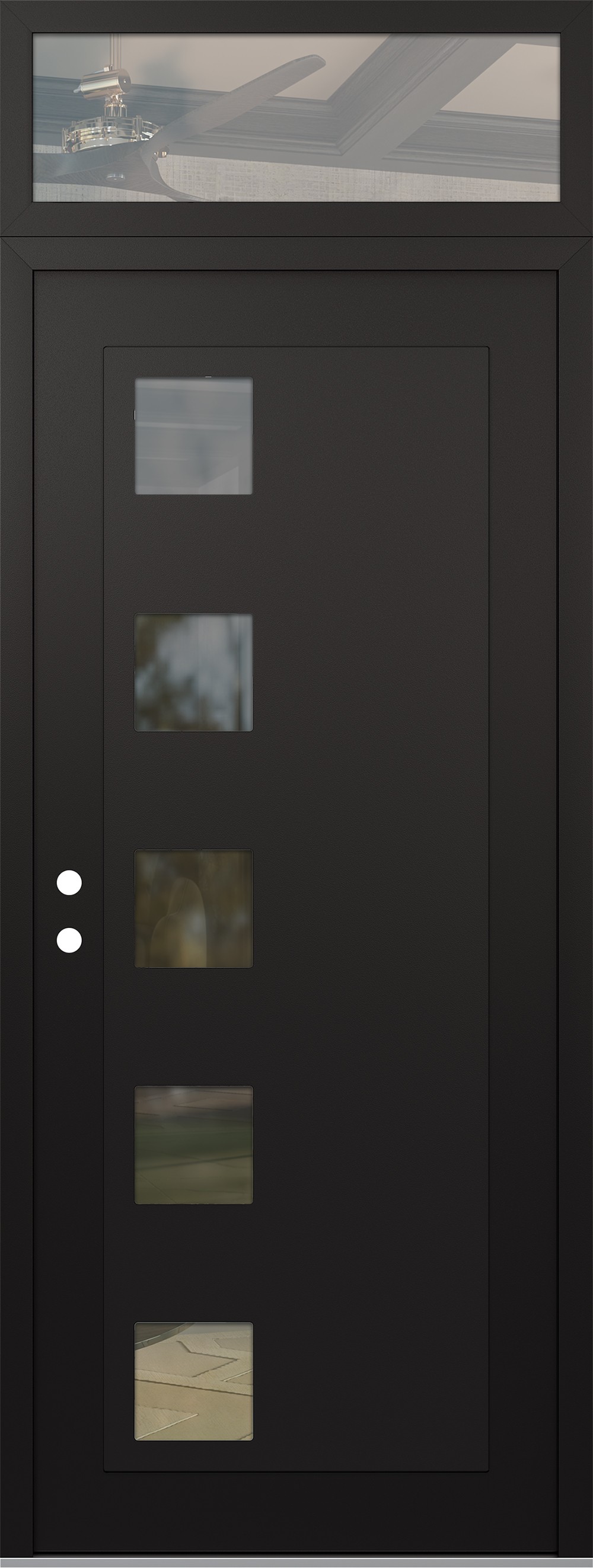 Modern Steel Front Door DIAMOND C5 36" X 96" BLACK/BLACK CLEAR GLASS PANEL BLACK RHI WITH TRANSOM CLEAR GLASS