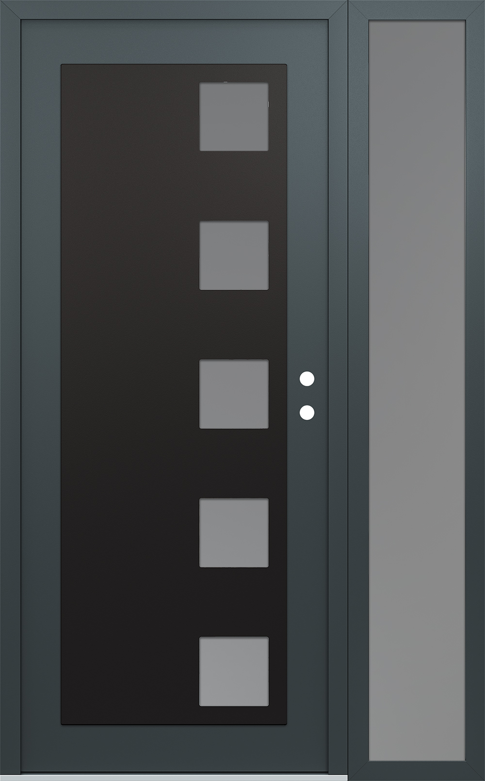 Modern Steel Front Door Diamond C5 52" x 80" anthracite/anthracite frosted Glass Panel black LHI with Sidelite frosted Glass