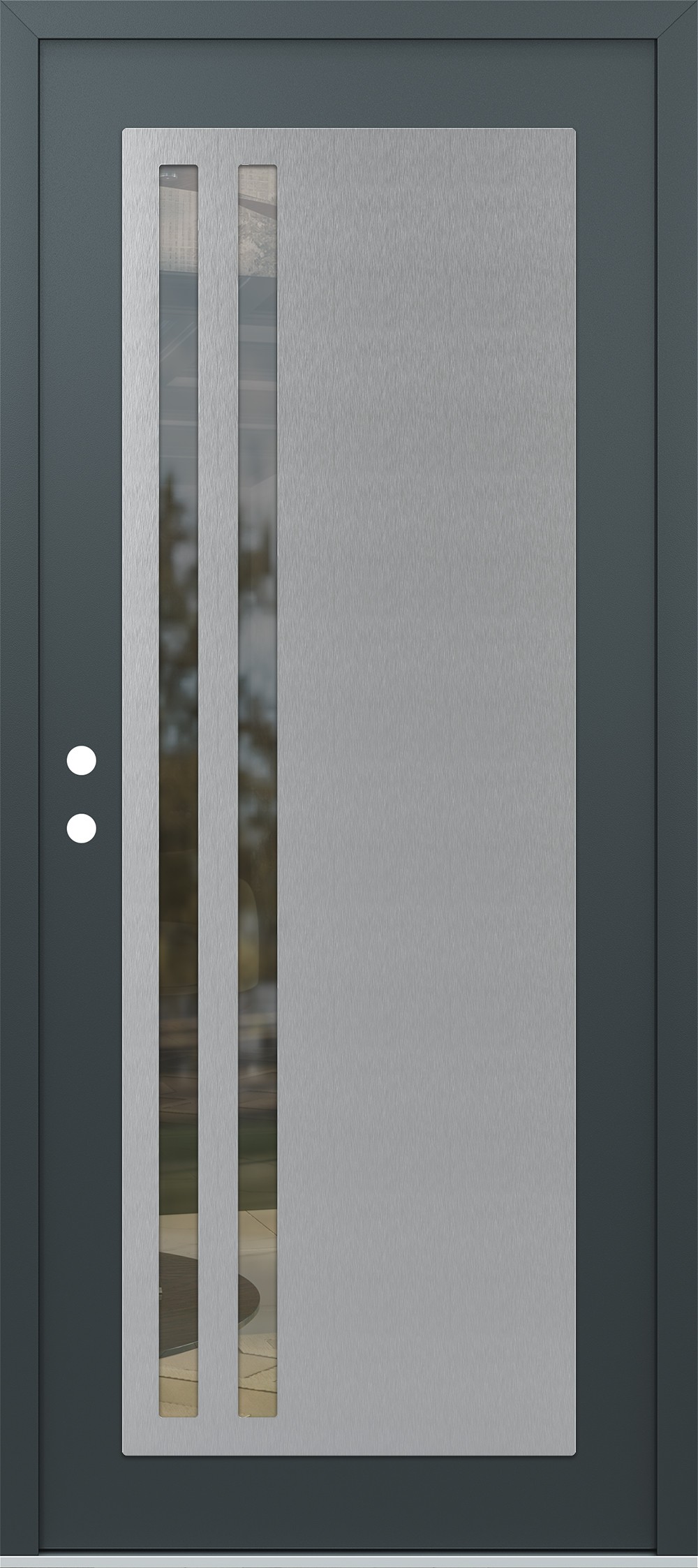 Modern Steel Front Door Diamond C6 36" x 80" anthracite/anthracite clear Glass Panel stainless steel RHI