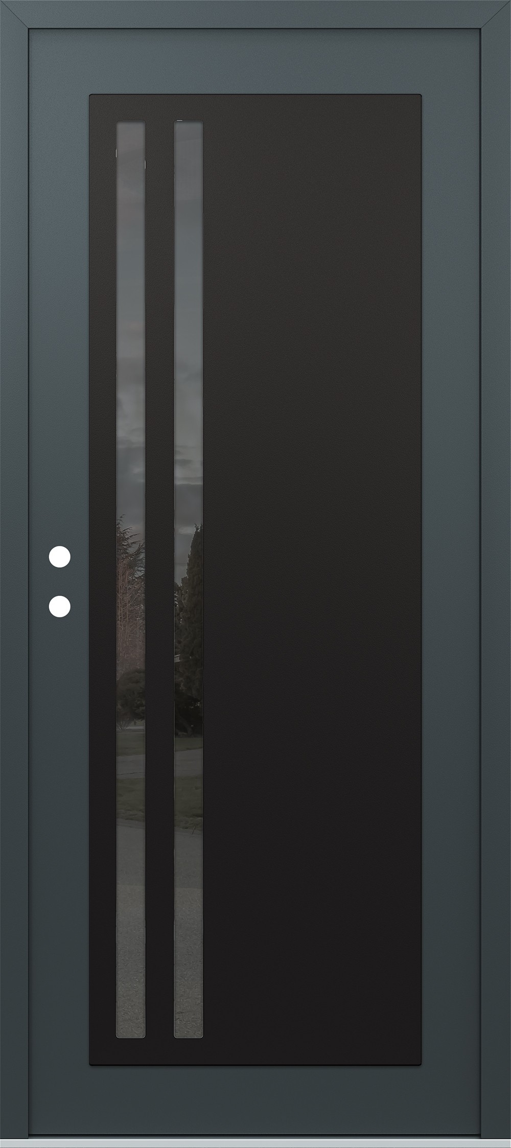 Modern Steel Front Door Diamond C6 36" x 80" anthracite/anthracite mirrored Glass Panel black RHI