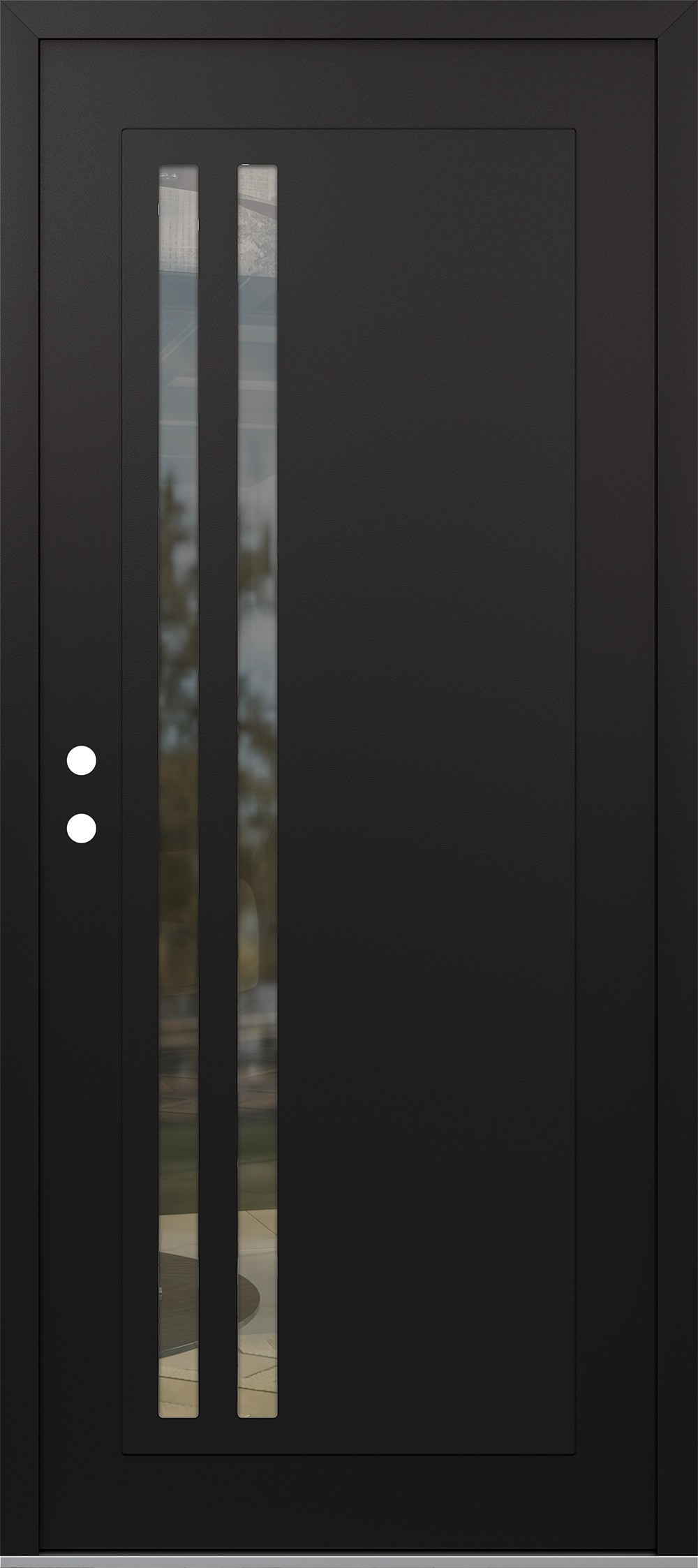 Modern Steel Front Door Diamond C6 36" x 80" black/black clear Glass Panel black RHI