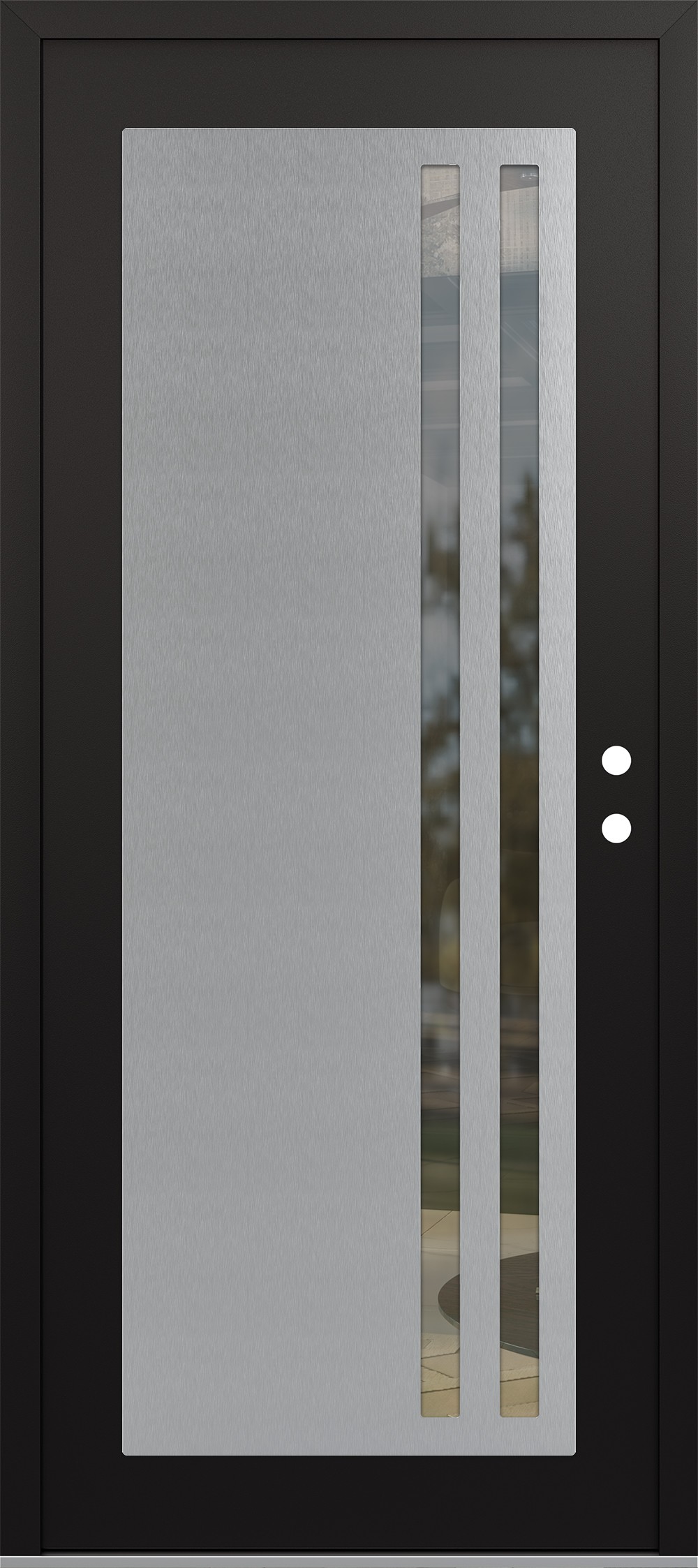 Modern Steel Front Door Diamond C6 36" x 80" black/black clear Glass Panel stainless steel LHI