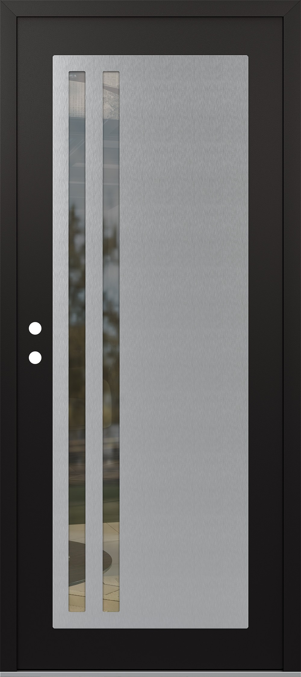 Modern Steel Front Door Diamond C6 36" x 80" black/black clear Glass Panel stainless steel RHI
