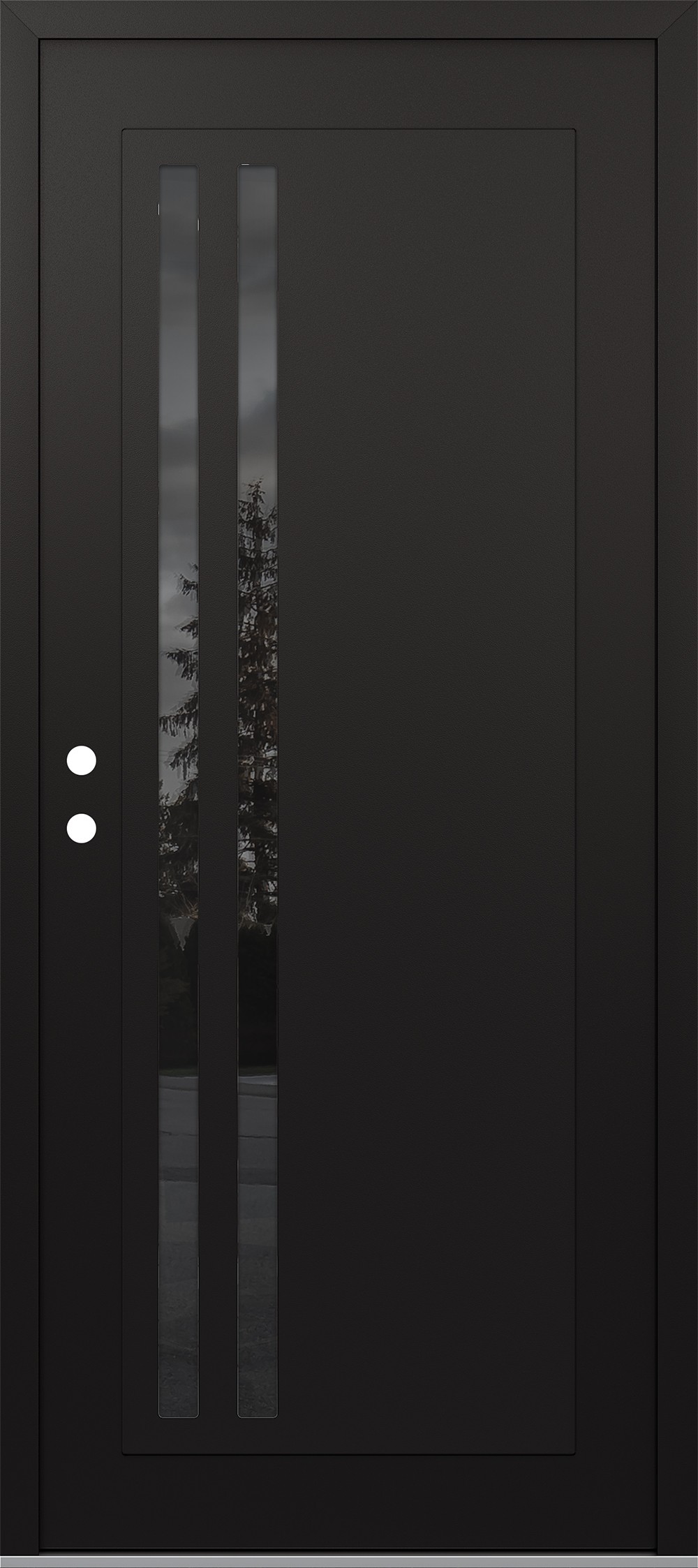Modern Steel Front Door Diamond C6 36" x 80" black/black mirrored Glass Panel black RHI