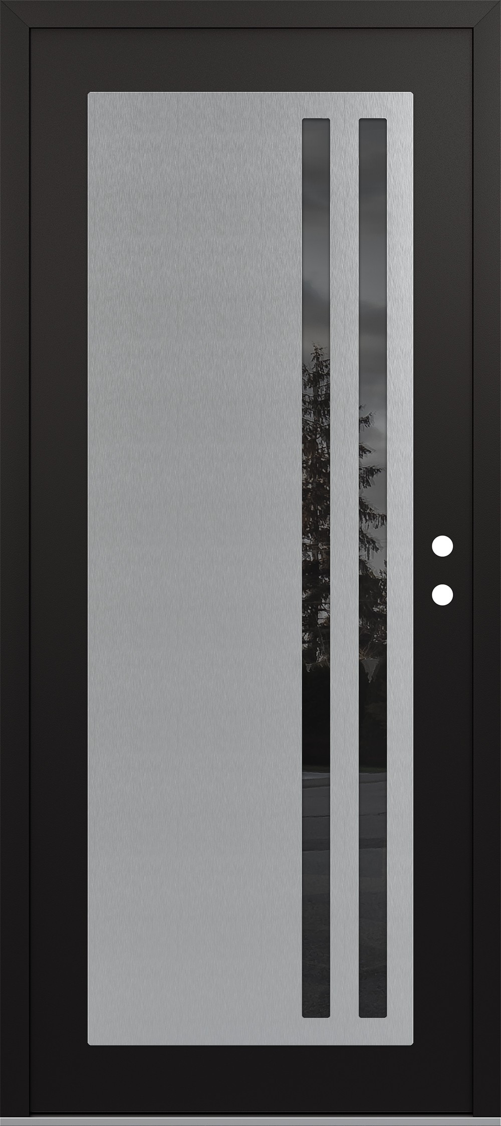 Modern Steel Front Door Diamond C6 36" x 80" black/black mirrored Glass Panel stainless steel LHI