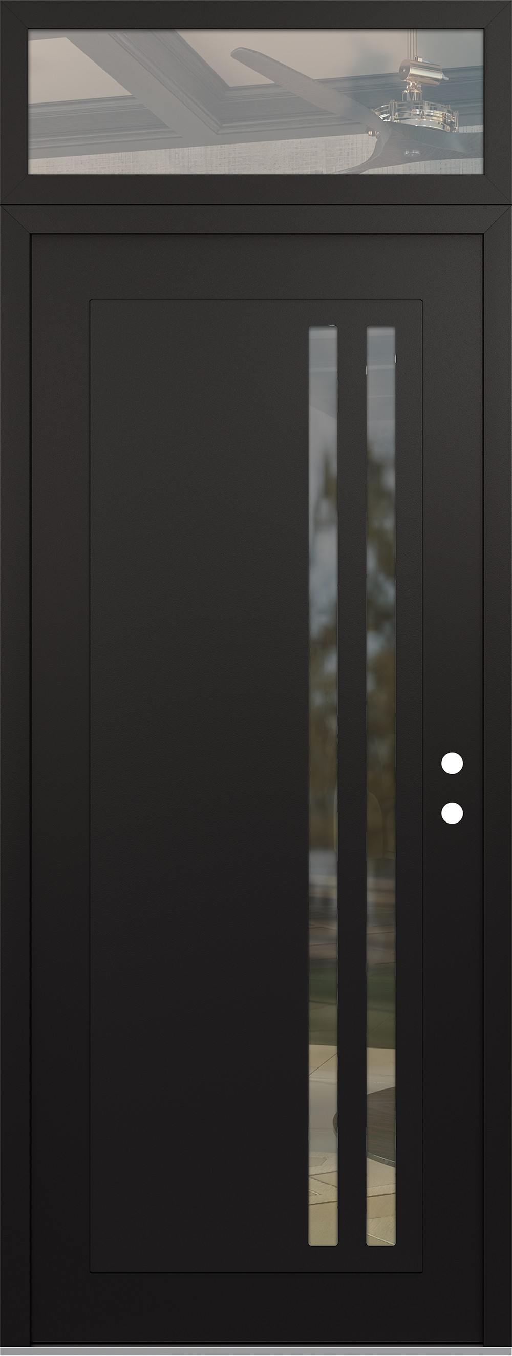 Modern Steel Front Door DIAMOND C6 36" X 96" BLACK/BLACK CLEAR GLASS PANEL BLACK LHI WITH TRANSOM CLEAR GLASS