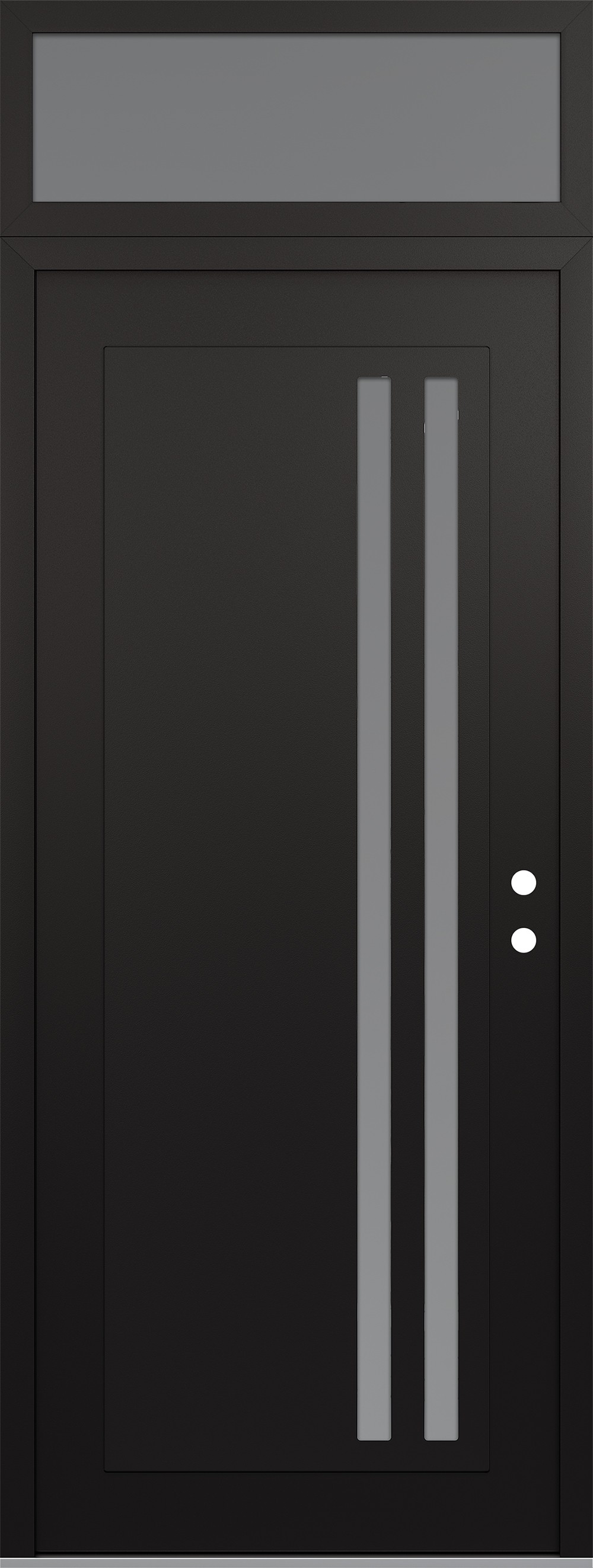 Modern Steel Front Door DIAMOND C6 36" X 96" BLACK/WHITE FROSTED GLASS PANEL BLACK LHI WITH TRANSOM FROSTED GLASS