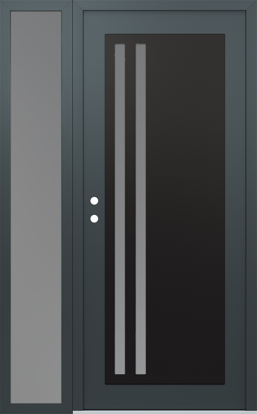 Modern Steel Front Door Diamond C6 48" x 80" anthracite/anthracite frosted Glass Panel black RHI with Sidelite frosted Glass