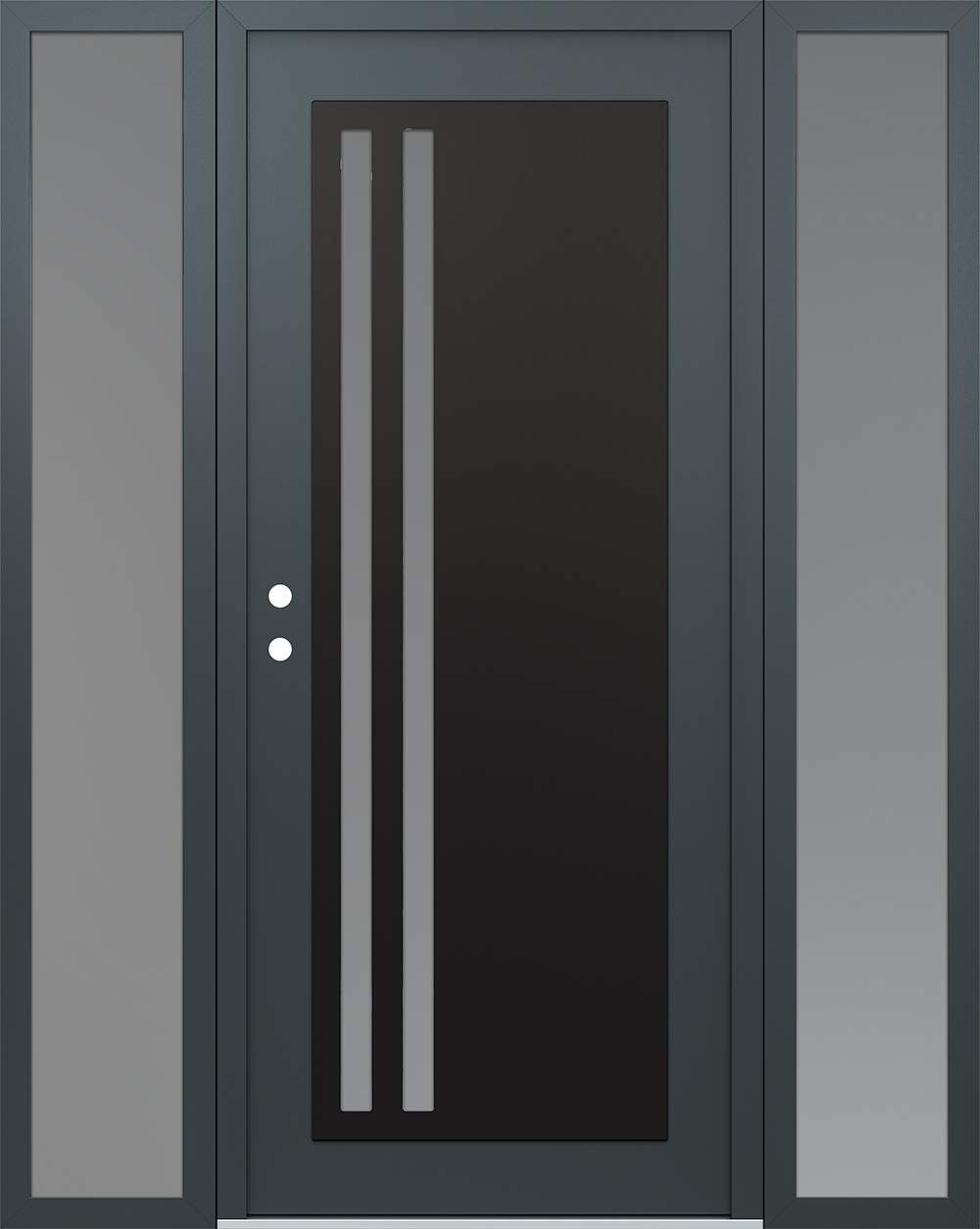 Modern Steel Front Door Diamond C6 60" x 80" anthracite/anthracite frosted Glass Panel black RHI with 2 Sidelites frosted Glass