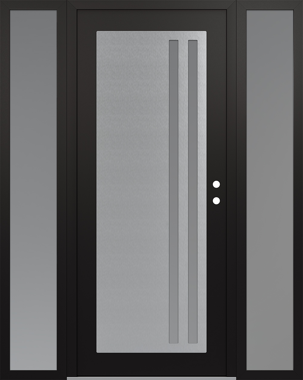 Modern Steel Front Door Diamond C6 60" x 80" black/white frosted Glass Panel stainless steel LHI with 2 Sidelites frosted Glass