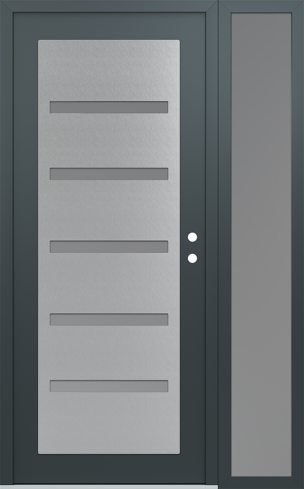 Modern Steel Front Door Diamond C7 48" x 80" anthracite/anthracite frosted Glass Panel stainless steel LHI with Sidelite frosted Glass