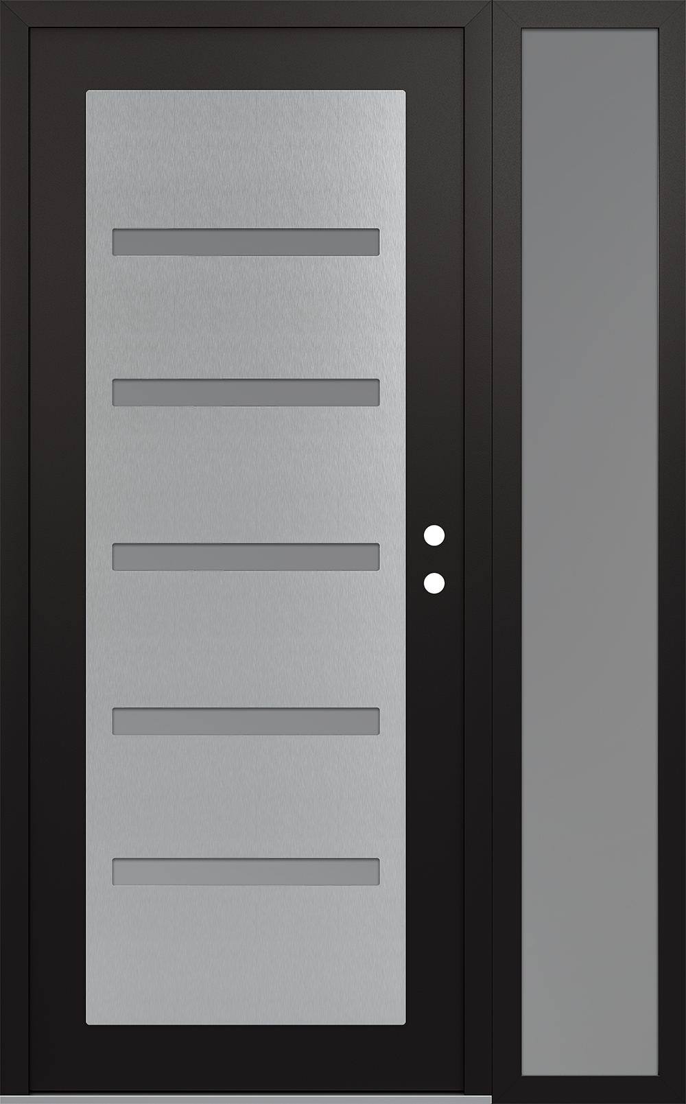 Modern Steel Front Door Diamond C7 52" x 80" black/white frosted Glass Panel stainless steel LHI with Sidelite frosted Glass