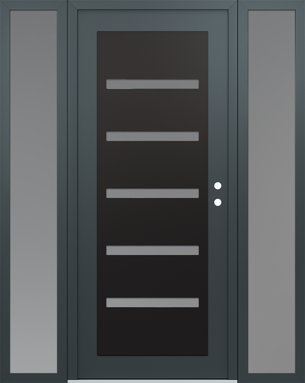 Modern Steel Front Door Diamond C7 60" x 80" anthracite/anthracite frosted Glass Panel black LHI with 2 Sidelites frosted Glass